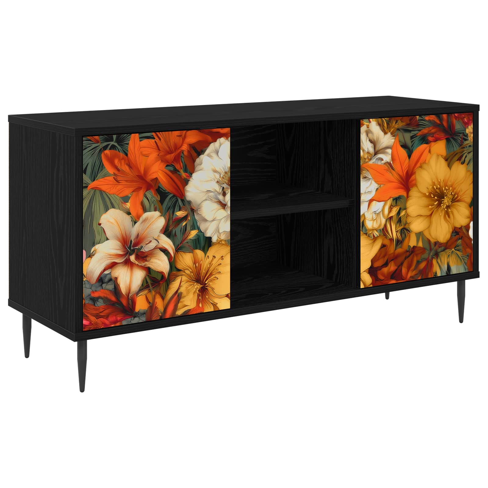 Meuble TV GENNEP 102 x 33 x 51 cm Chêne noir Bois d'ingénierie