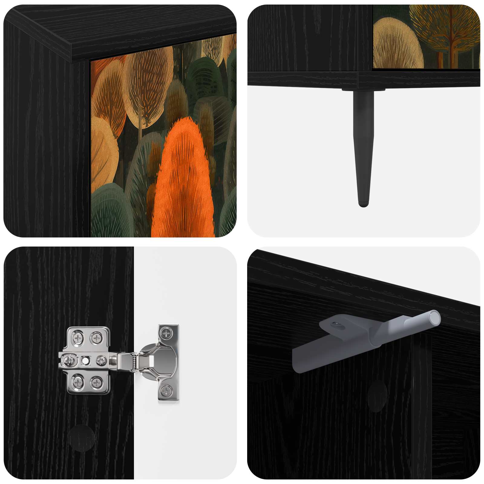 Meuble TV ZAANDAM 102 x 33 x 51 cm Chêne noir Bois d'ingénierie