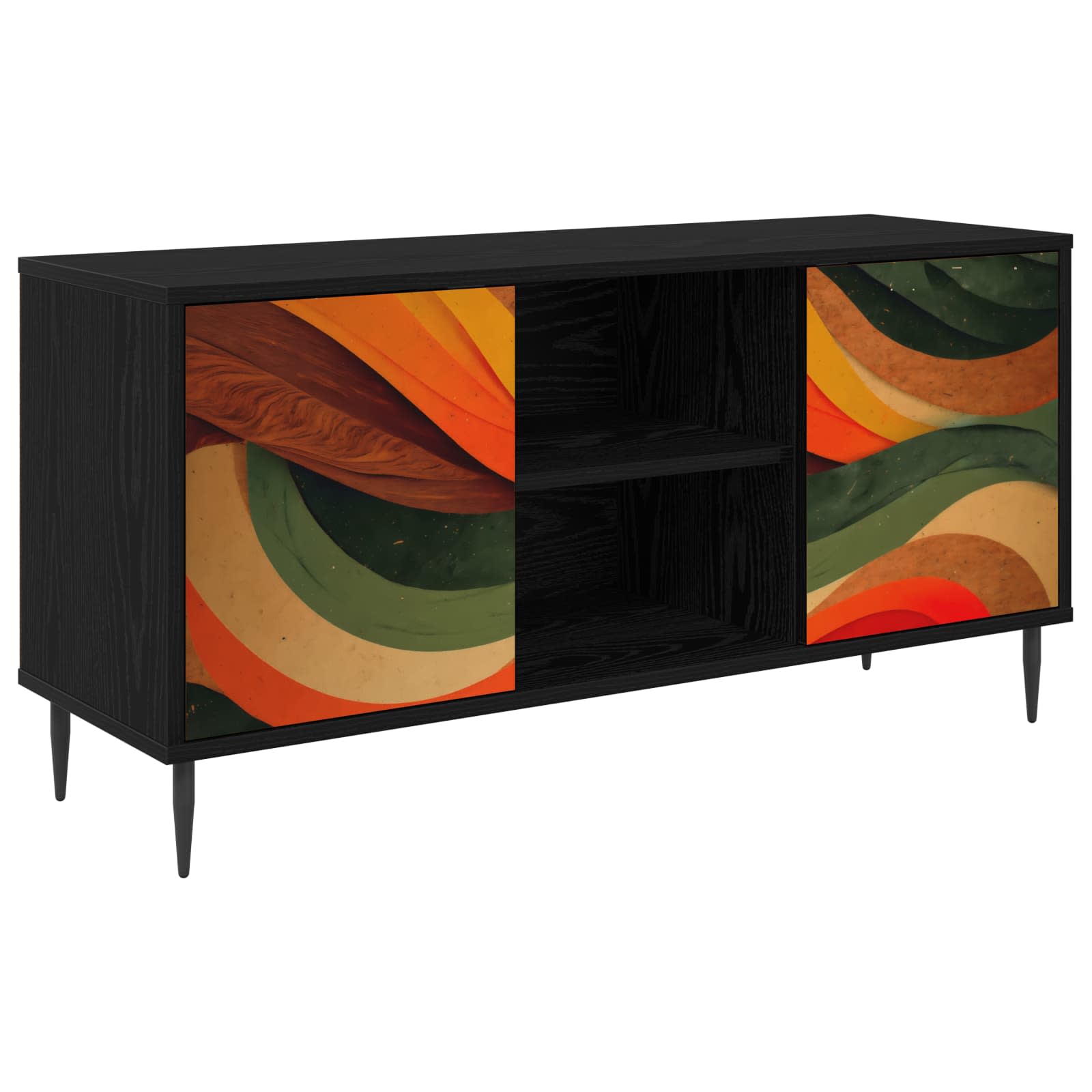 Meuble TV BONN 102 x 33 x 51 cm Chêne noir Bois d'ingénierie