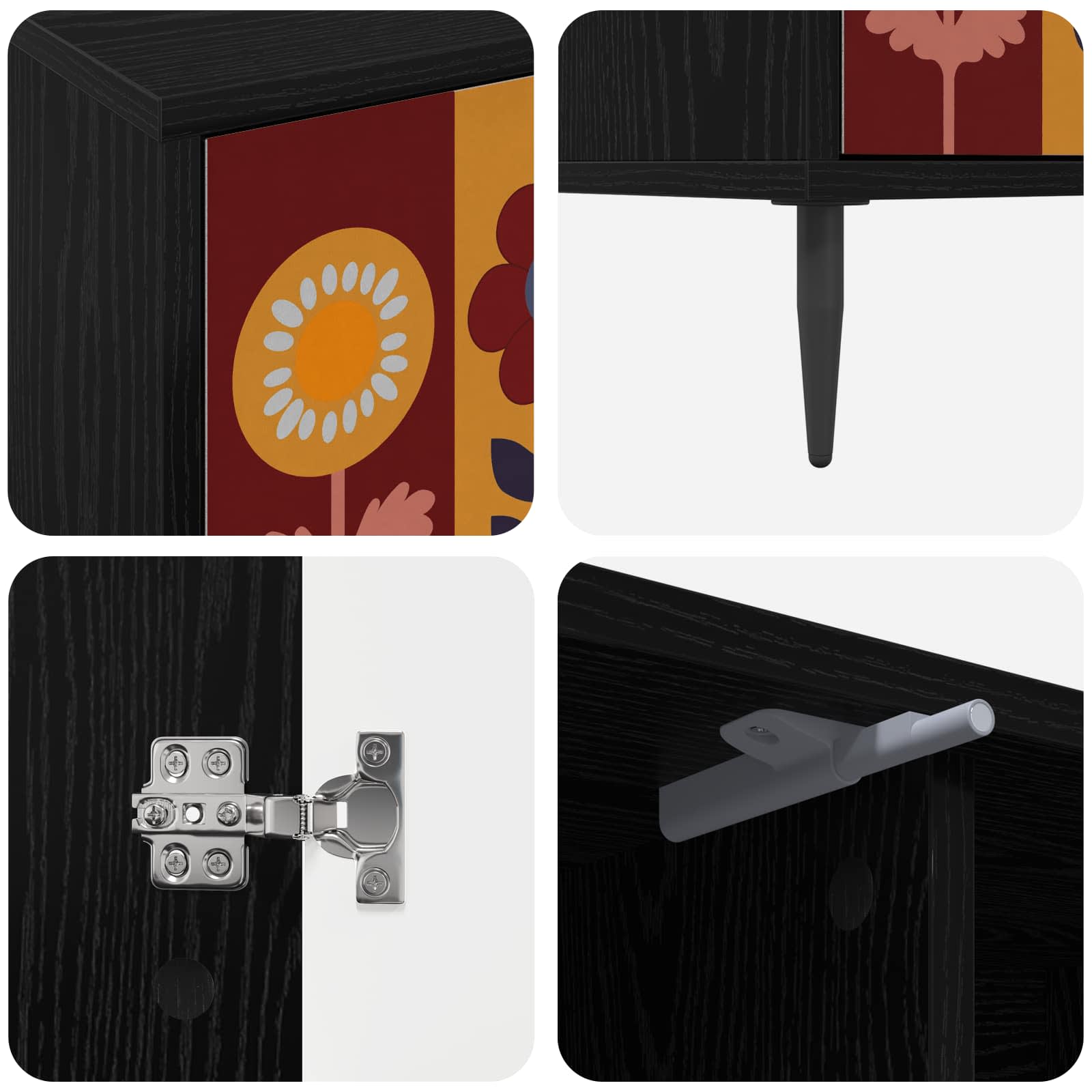 Meuble TV ESSEN 102 x 33 x 51 cm Chêne noir Bois d'ingénierie