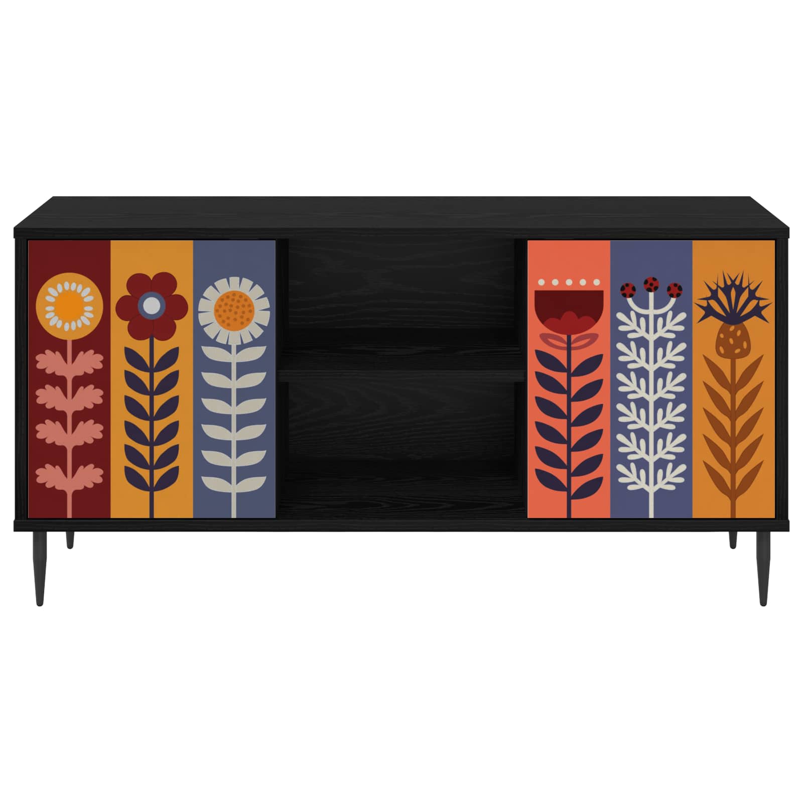 Meuble TV ESSEN 102 x 33 x 51 cm Chêne noir Bois d'ingénierie