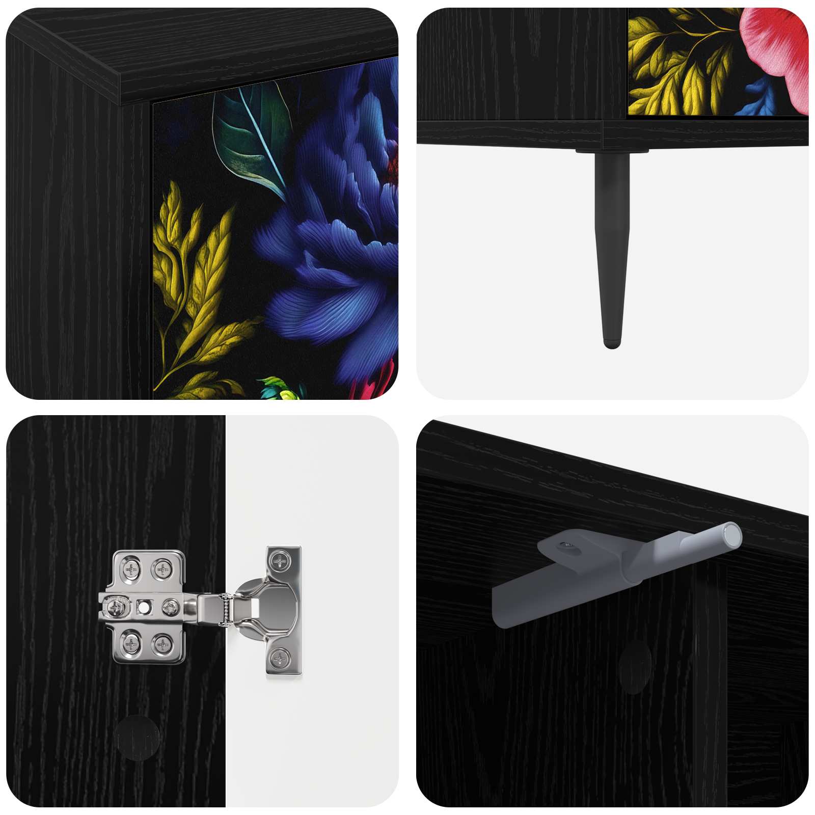 Meuble TV KIEL 102 x 33 x 51 cm Chêne noir Bois d'ingénierie