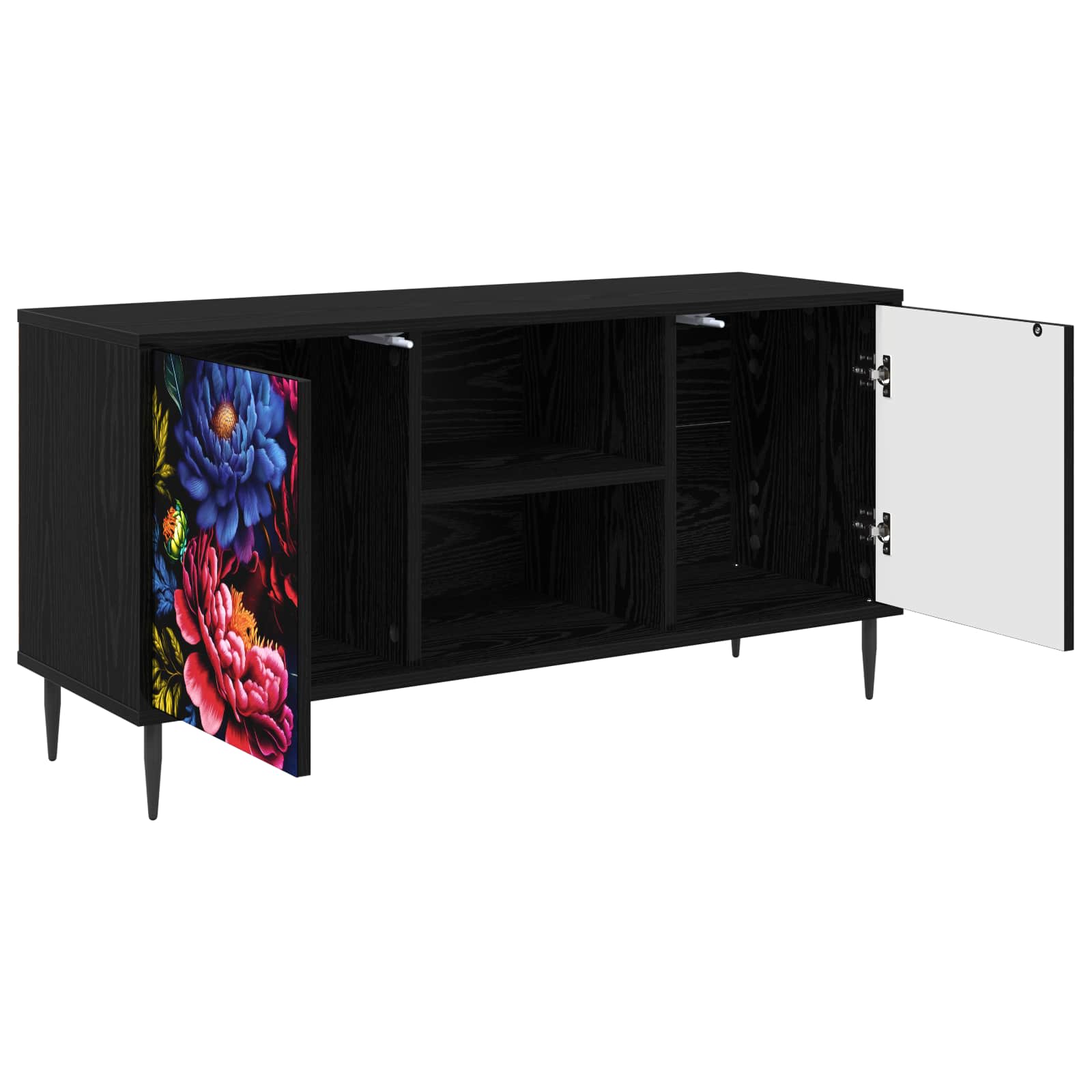 Meuble TV KIEL 102 x 33 x 51 cm Chêne noir Bois d'ingénierie