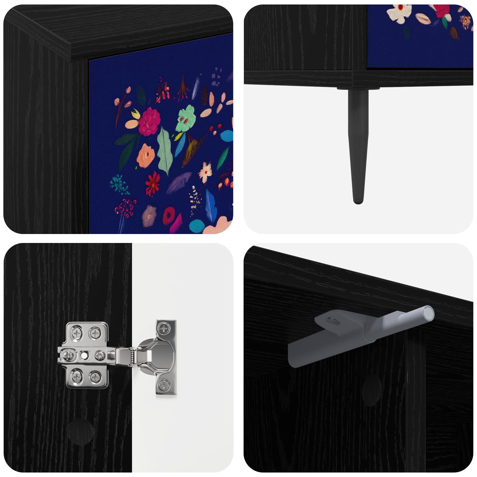 Meuble TV MAINZ 102 x 33 x 51 cm Chêne noir Bois d'ingénierie