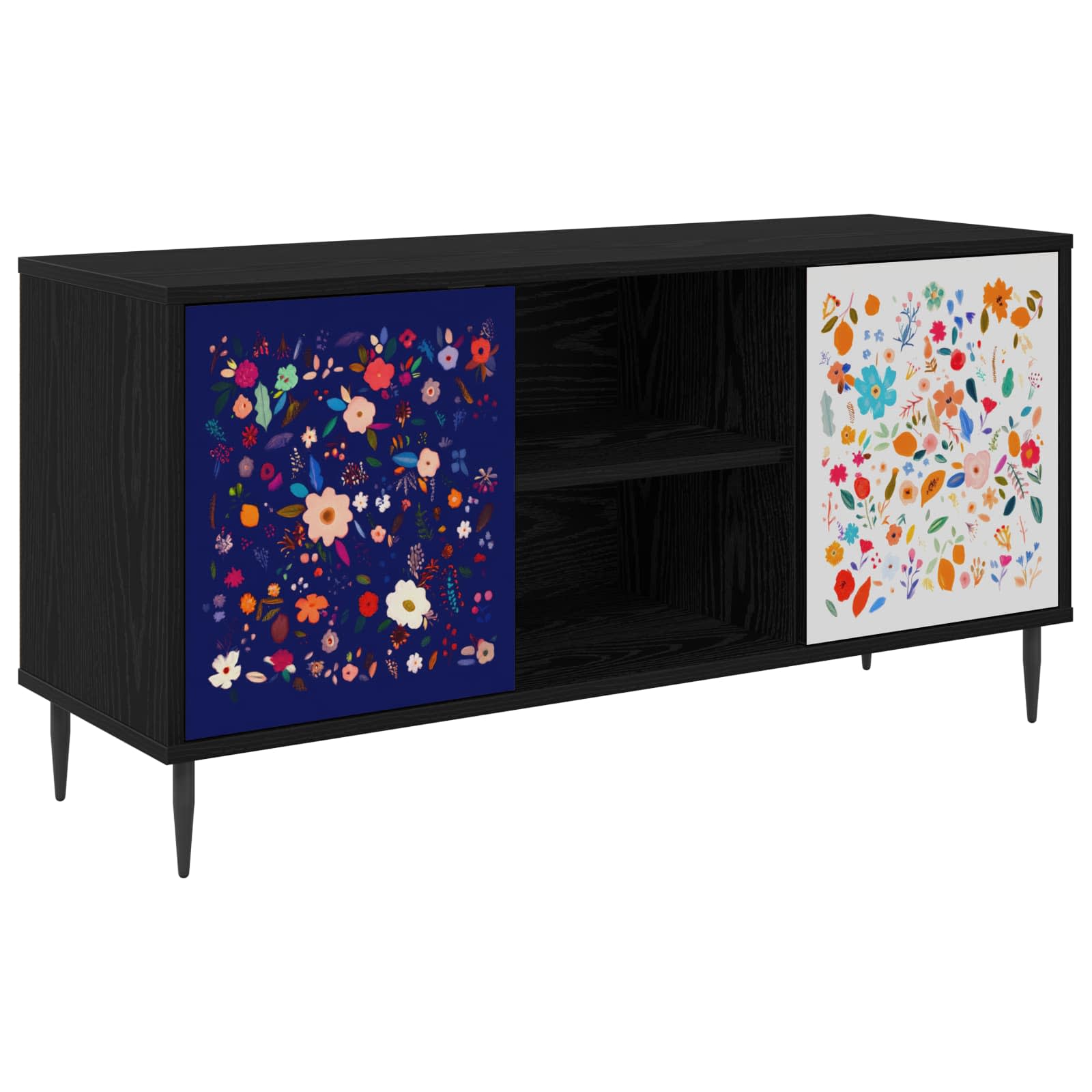 Meuble TV MAINZ 102 x 33 x 51 cm Chêne noir Bois d'ingénierie