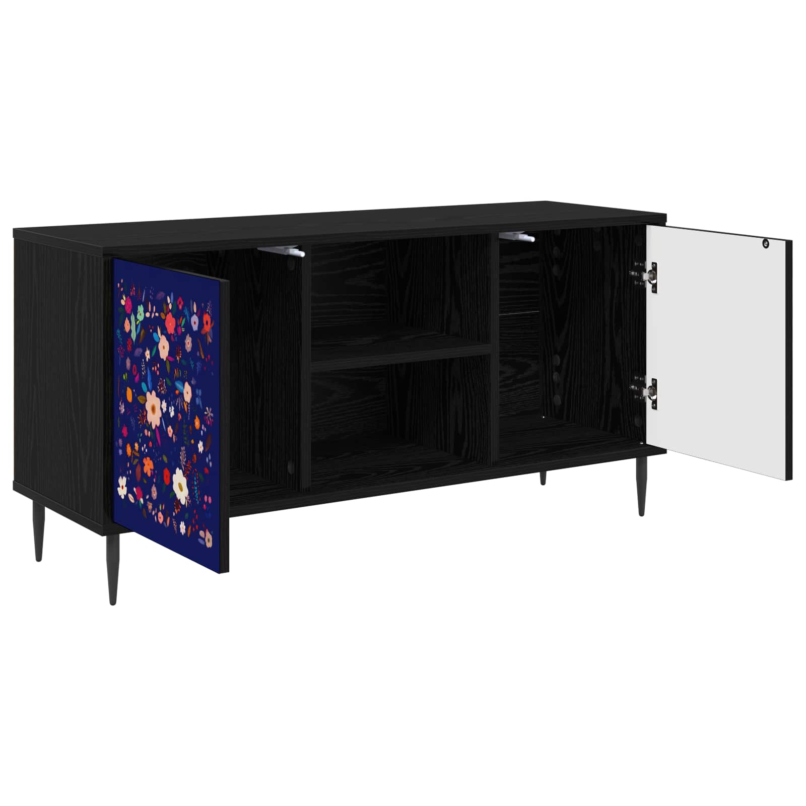 Meuble TV MAINZ 102 x 33 x 51 cm Chêne noir Bois d'ingénierie