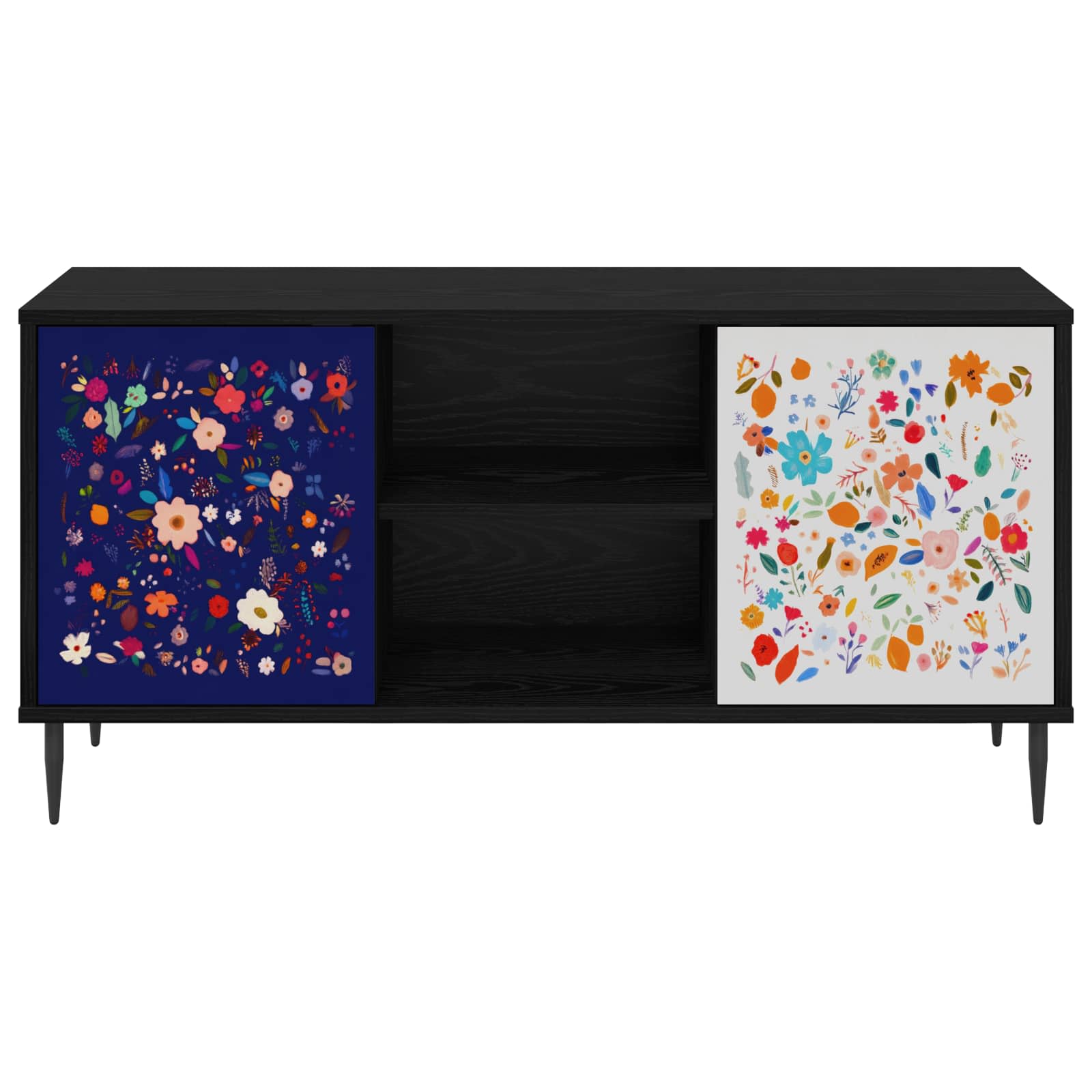 Meuble TV MAINZ 102 x 33 x 51 cm Chêne noir Bois d'ingénierie