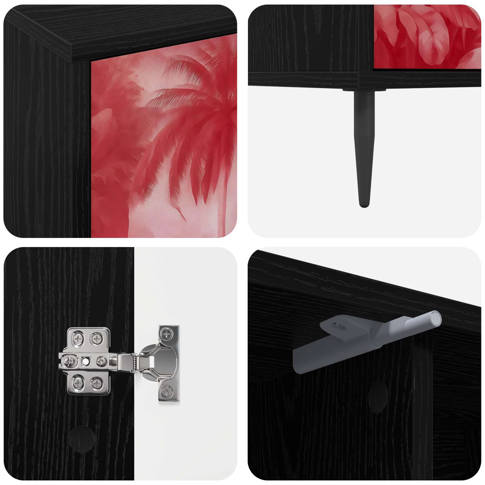 Meuble TV AACHEN 102 x 33 x 51 cm Chêne noir Bois d'ingénierie