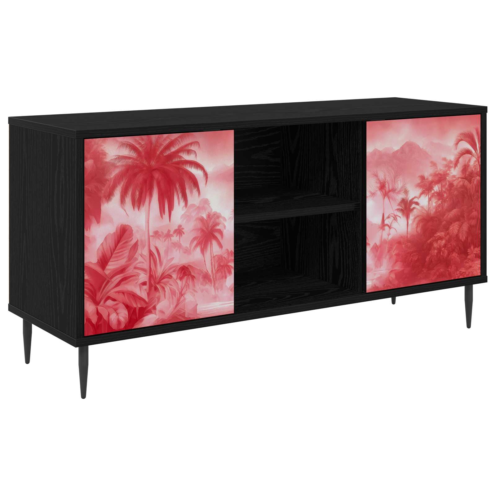 Meuble TV AACHEN 102 x 33 x 51 cm Chêne noir Bois d'ingénierie
