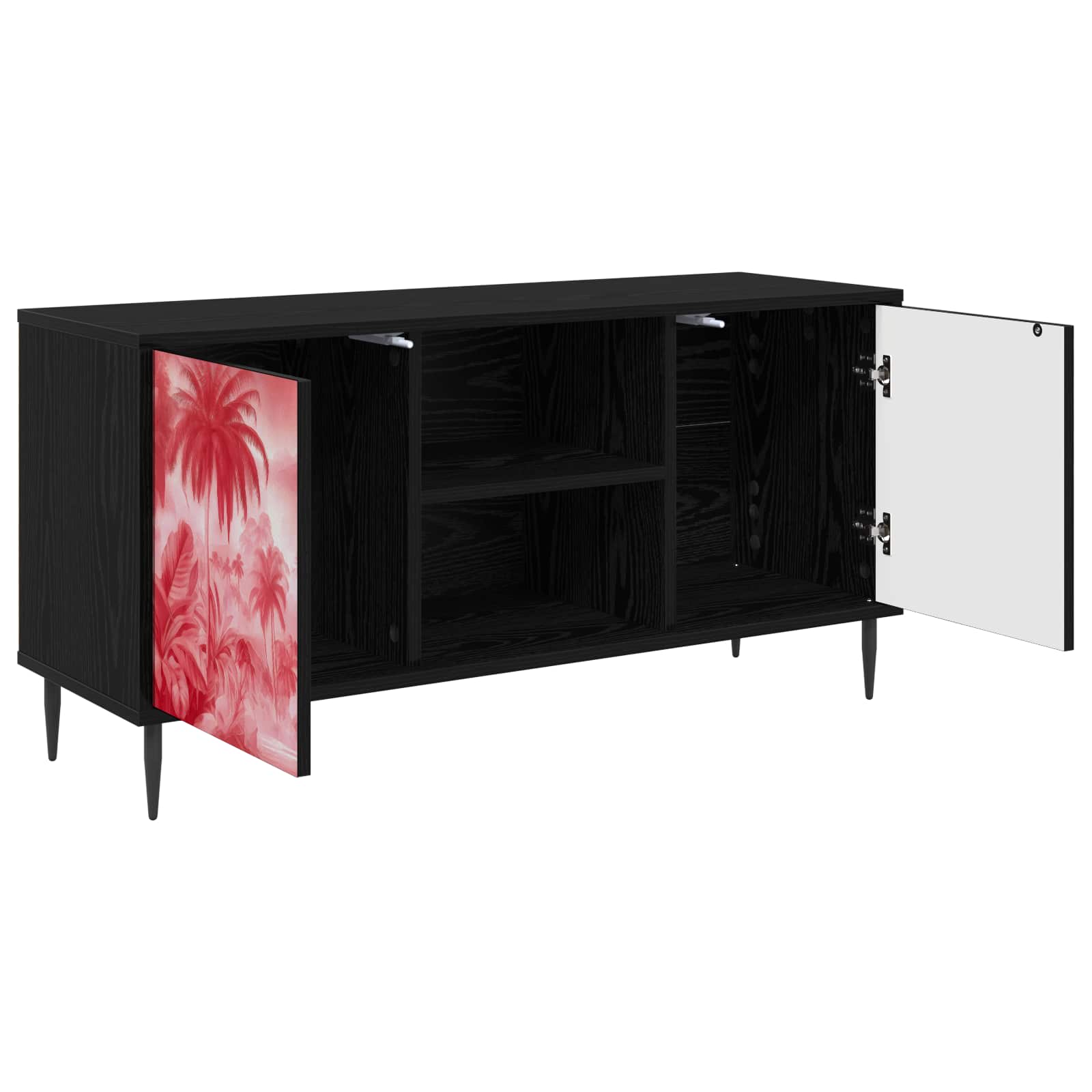 Meuble TV AACHEN 102 x 33 x 51 cm Chêne noir Bois d'ingénierie