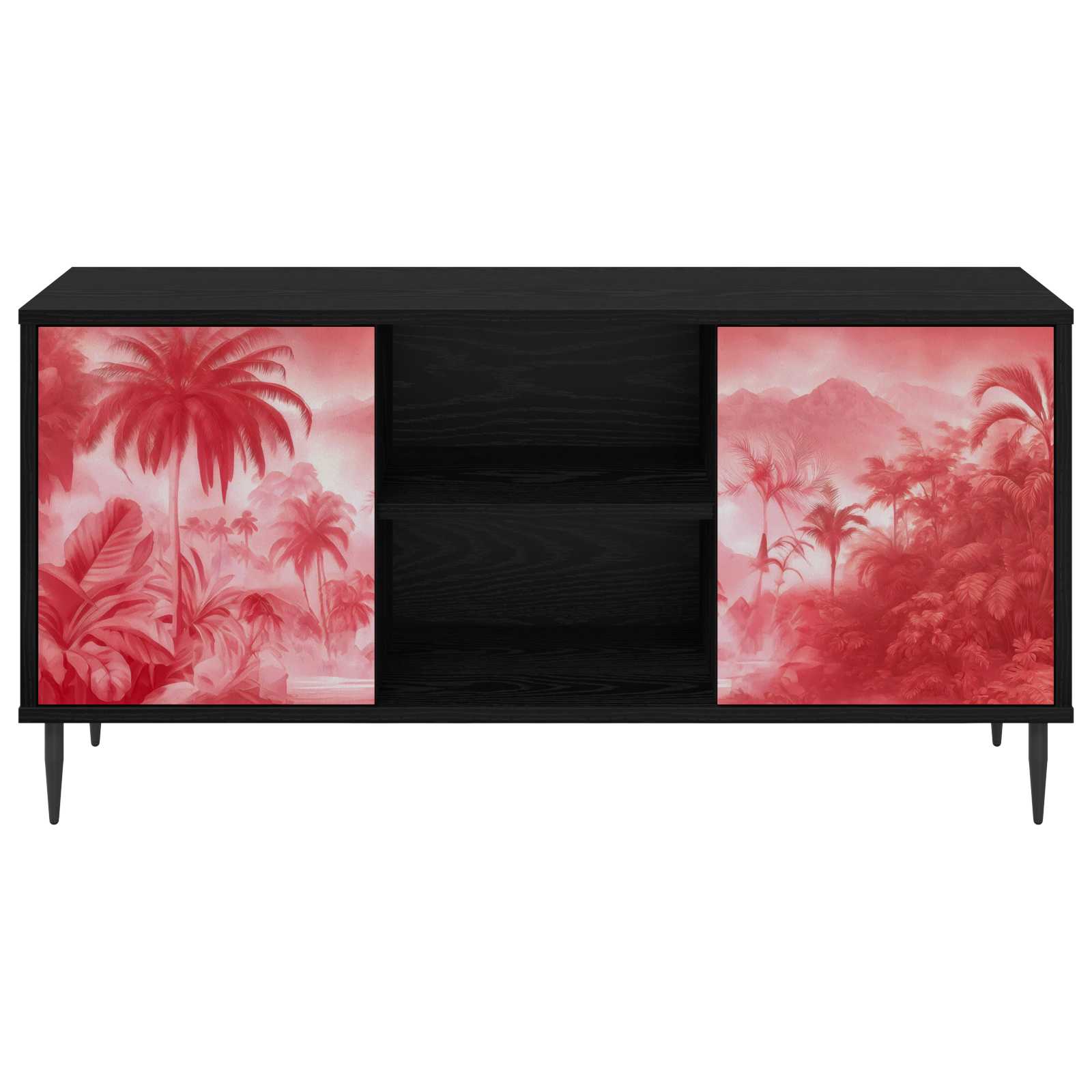 Meuble TV AACHEN 102 x 33 x 51 cm Chêne noir Bois d'ingénierie