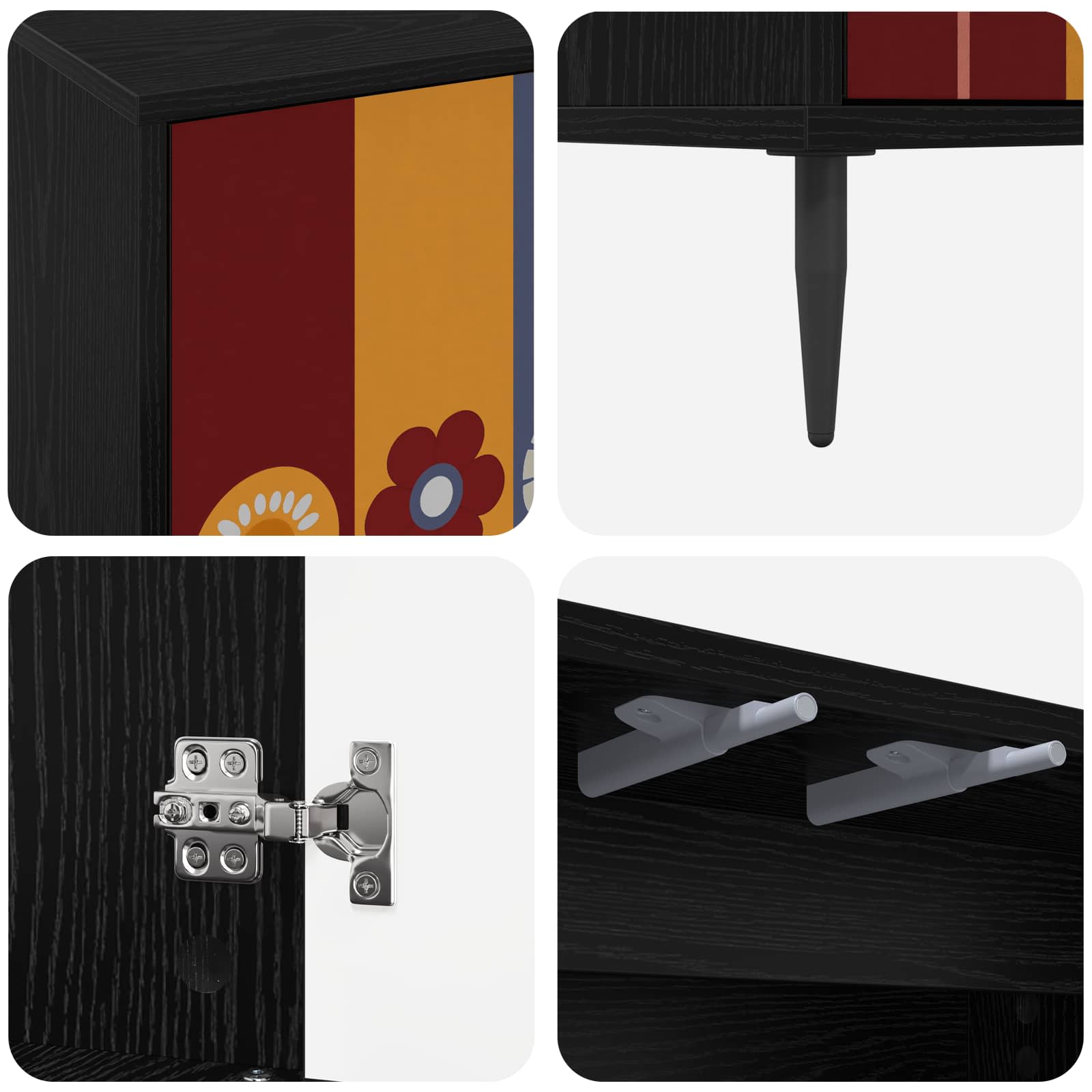 Meuble TV ESSEN 102 x 33 x 51 cm Chêne noir Bois d'ingénierie