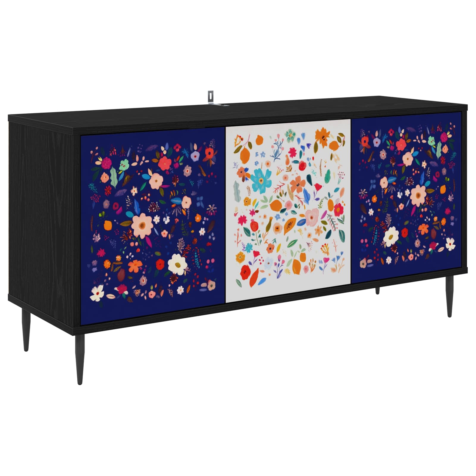 Meuble TV MAINZ 102 x 33 x 51 cm Chêne noir Bois d'ingénierie