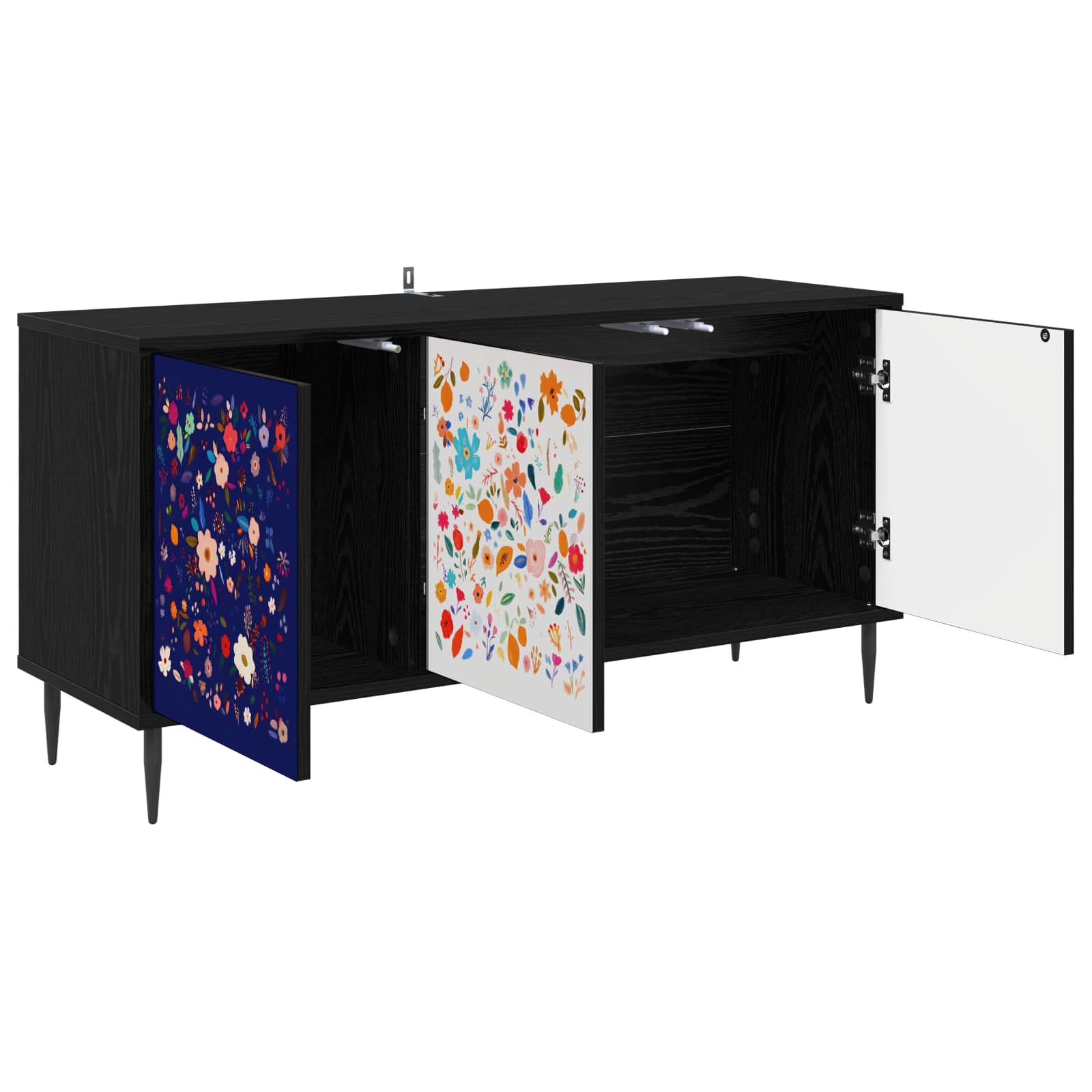 Meuble TV MAINZ 102 x 33 x 51 cm Chêne noir Bois d'ingénierie