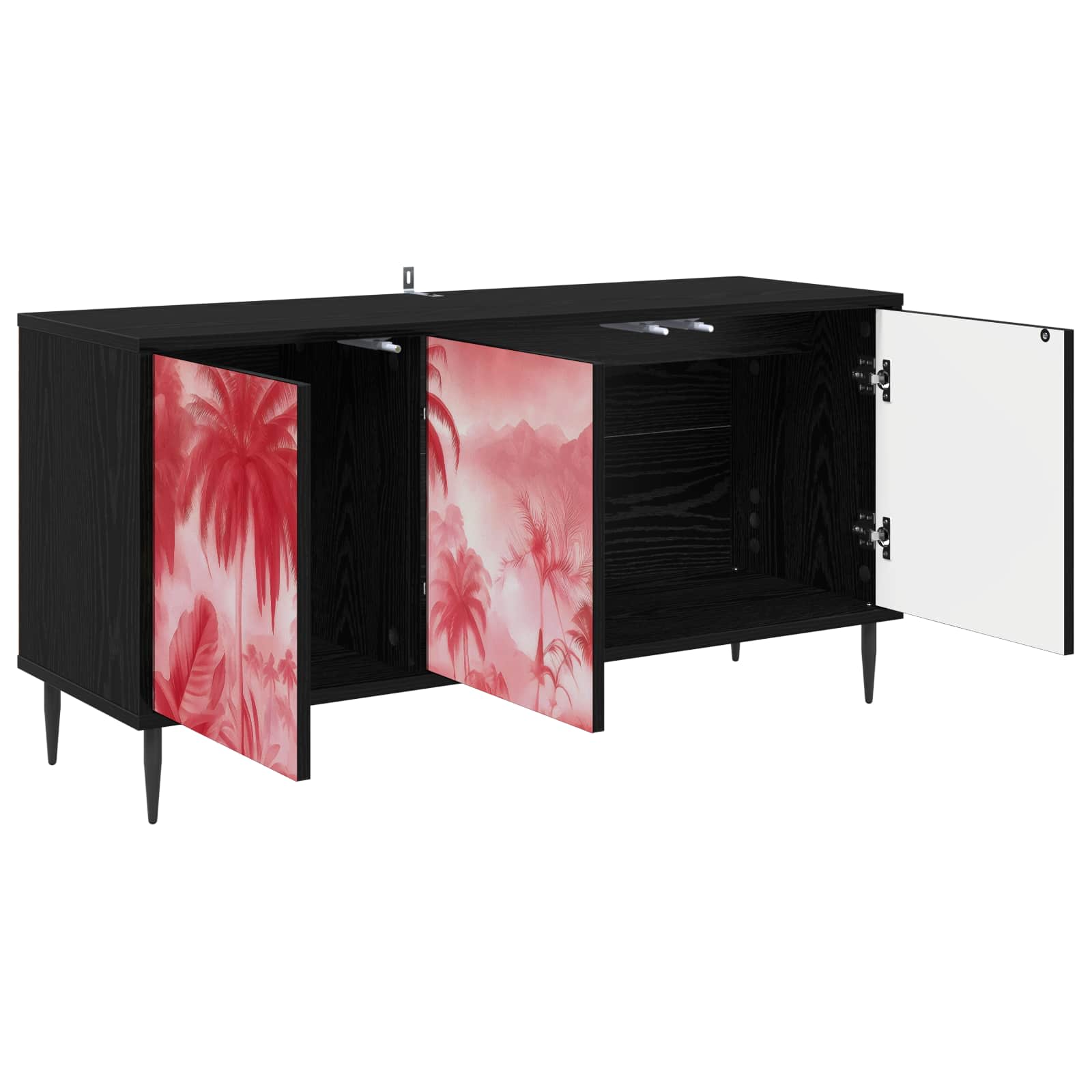 Meuble TV AACHEN 102 x 33 x 51 cm Chêne noir Bois d'ingénierie