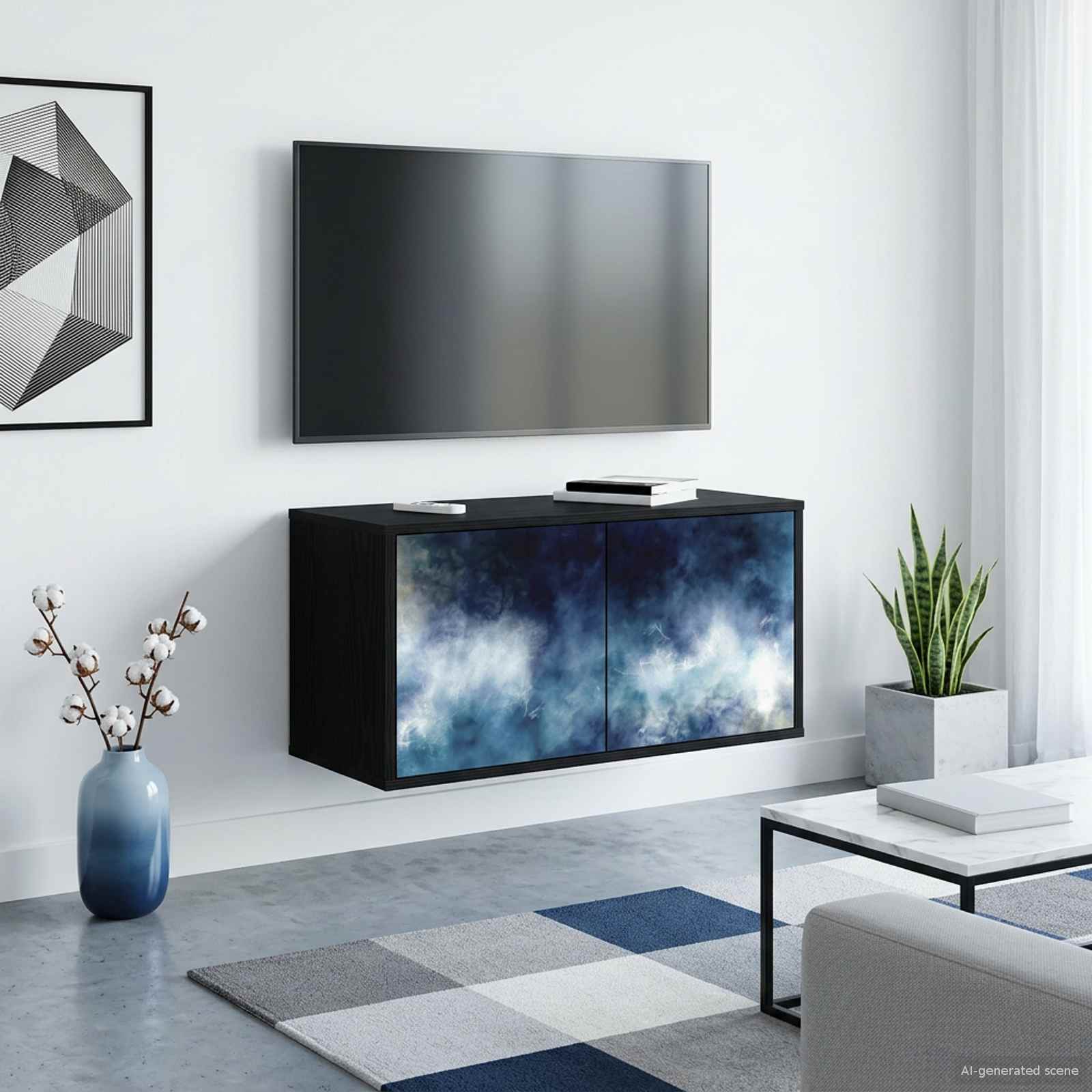 Meuble TV mural RAALTE 69 x 33 x 40 cm Chêne noir