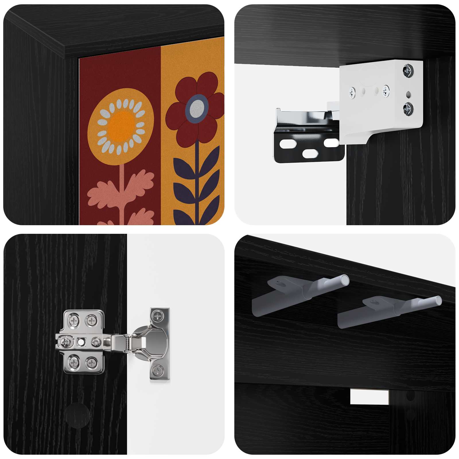 Meuble TV mural ESSEN 69 x 33 x 40 cm Chêne noir