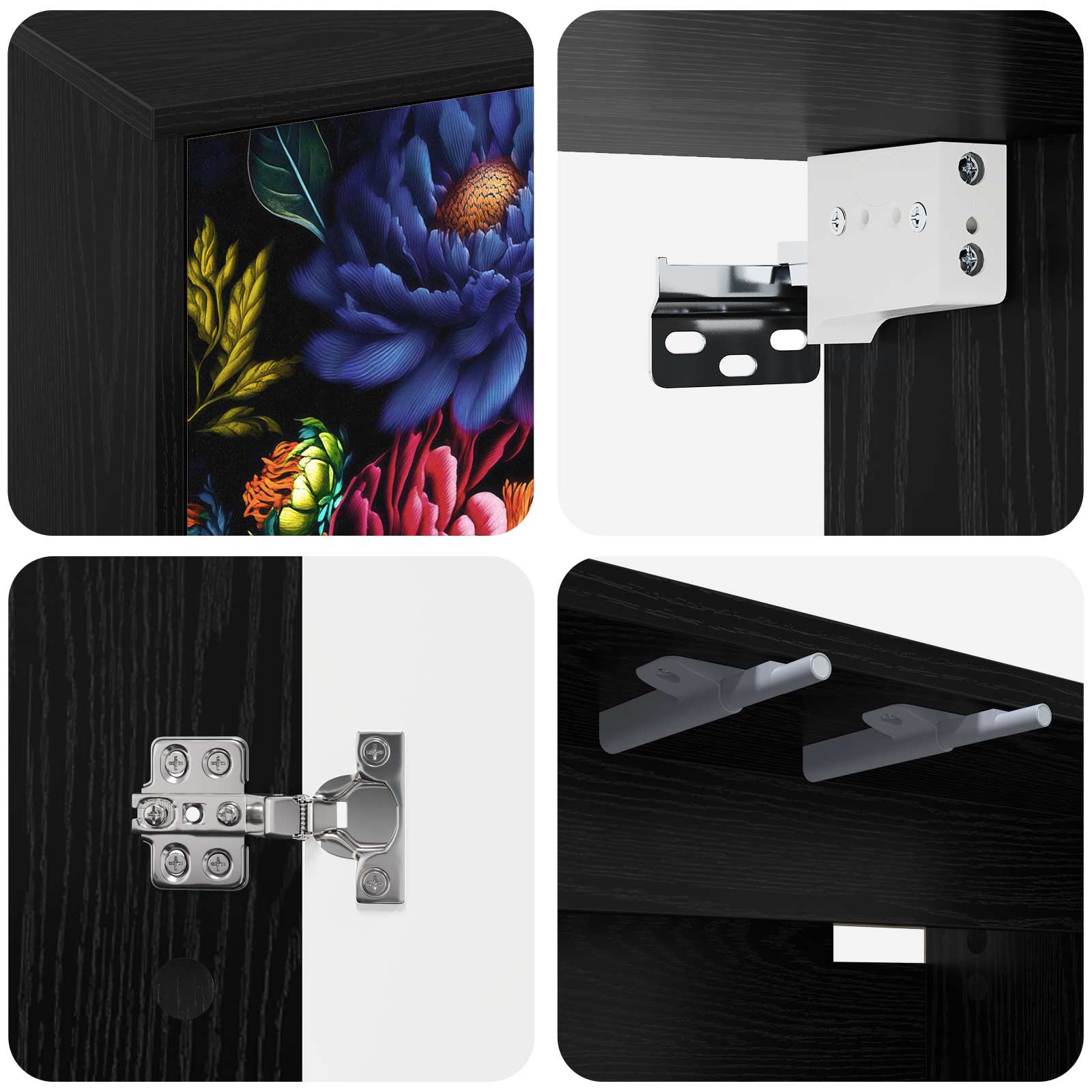 Meuble TV mural KIEL 69 x 33 x 40 cm Chêne noir