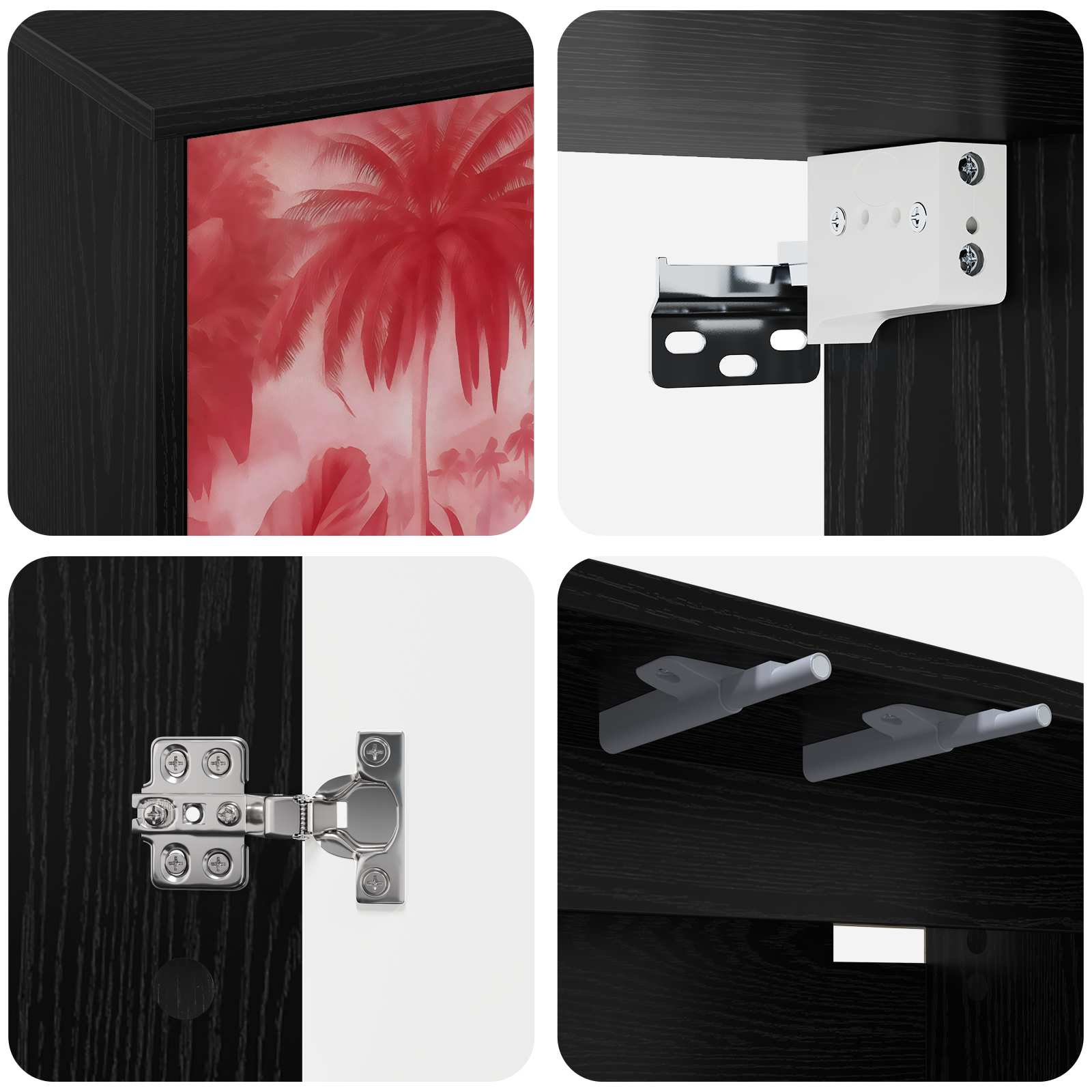 Meuble TV mural AACHEN 69 x 33 x 40 cm Chêne noir
