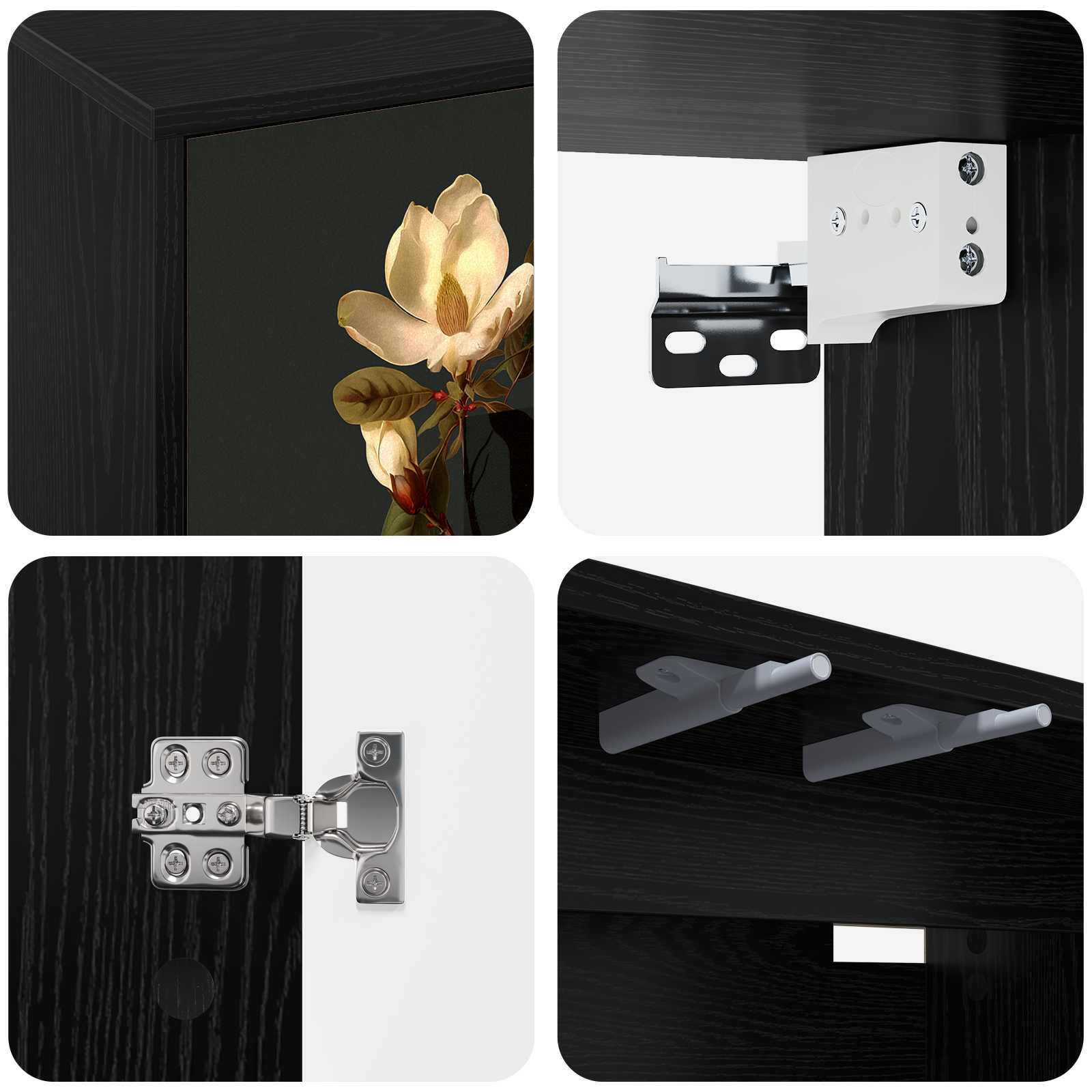 Meuble TV mural BREMEN 69 x 33 x 40 cm Chêne noir