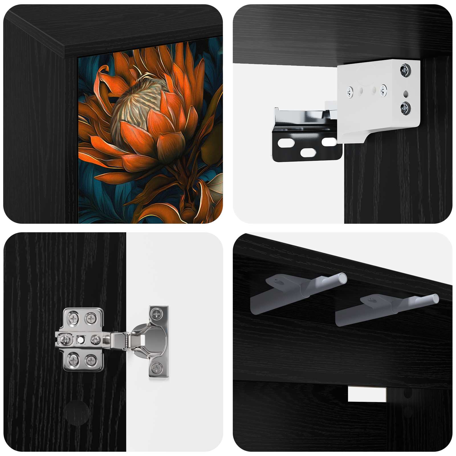 Meuble TV mural LOCHEM 102 x 33 x 40 cm Chêne noir