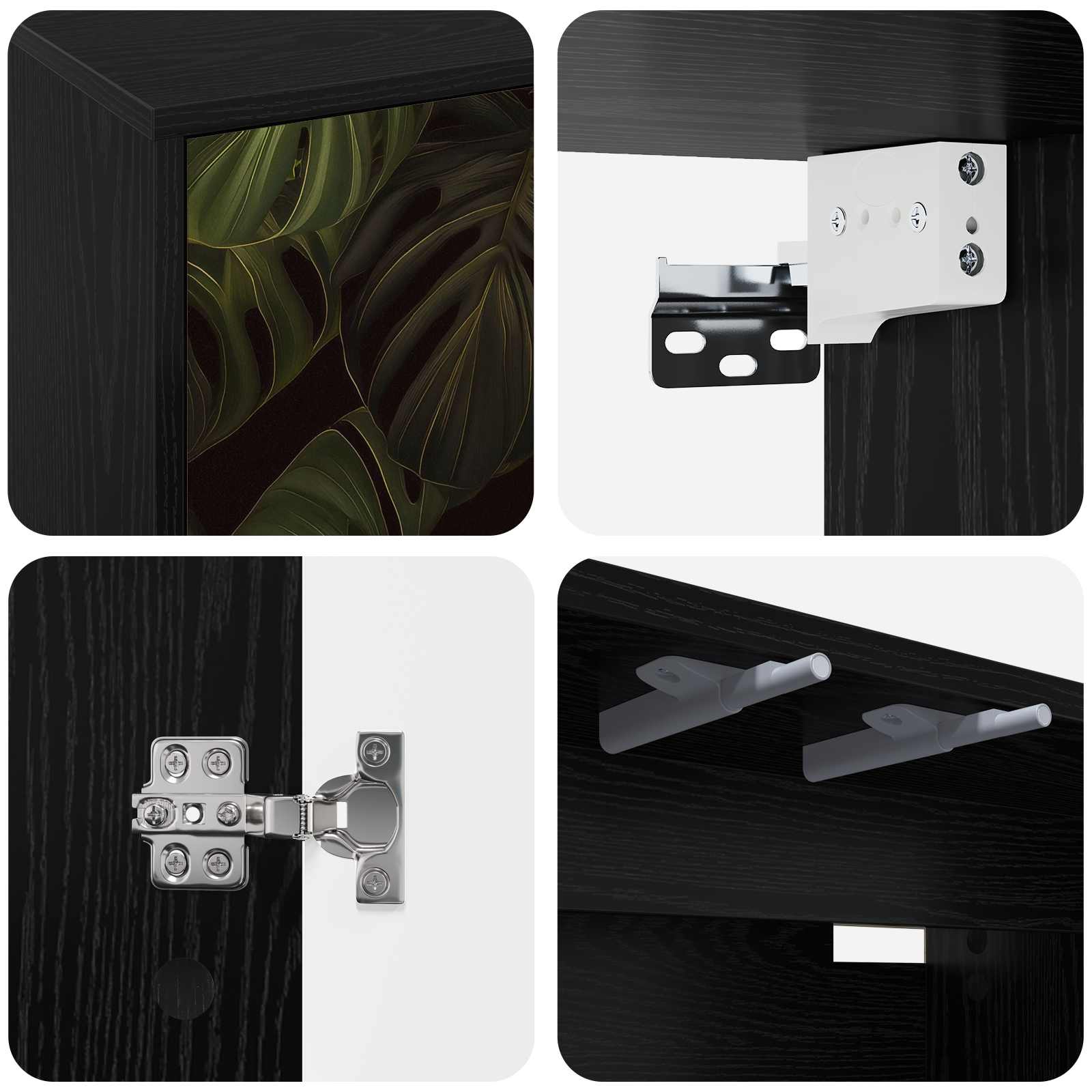 Meuble TV mural ELBURG 102 x 33 x 40 cm Chêne noir