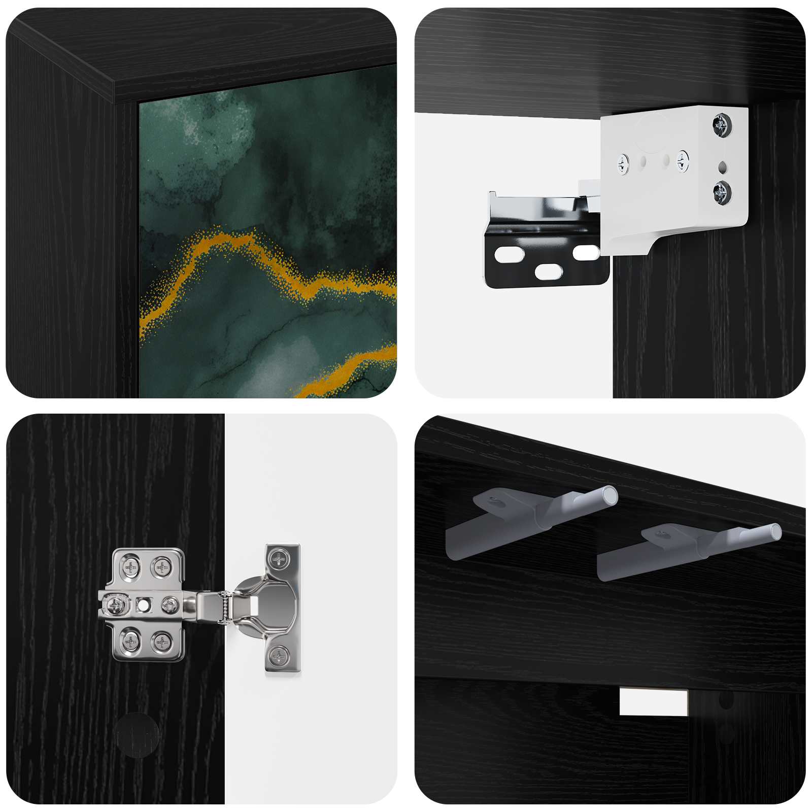 Meuble TV mural WIJHE 102 x 33 x 40 cm Chêne noir