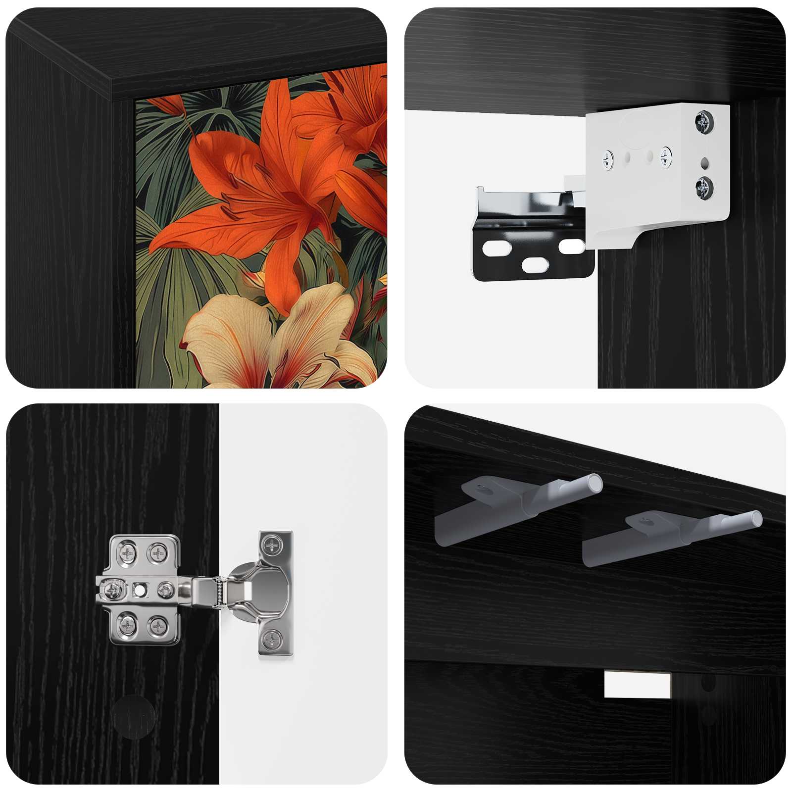 Meuble TV mural GENNEP 102 x 33 x 40 cm Chêne noir
