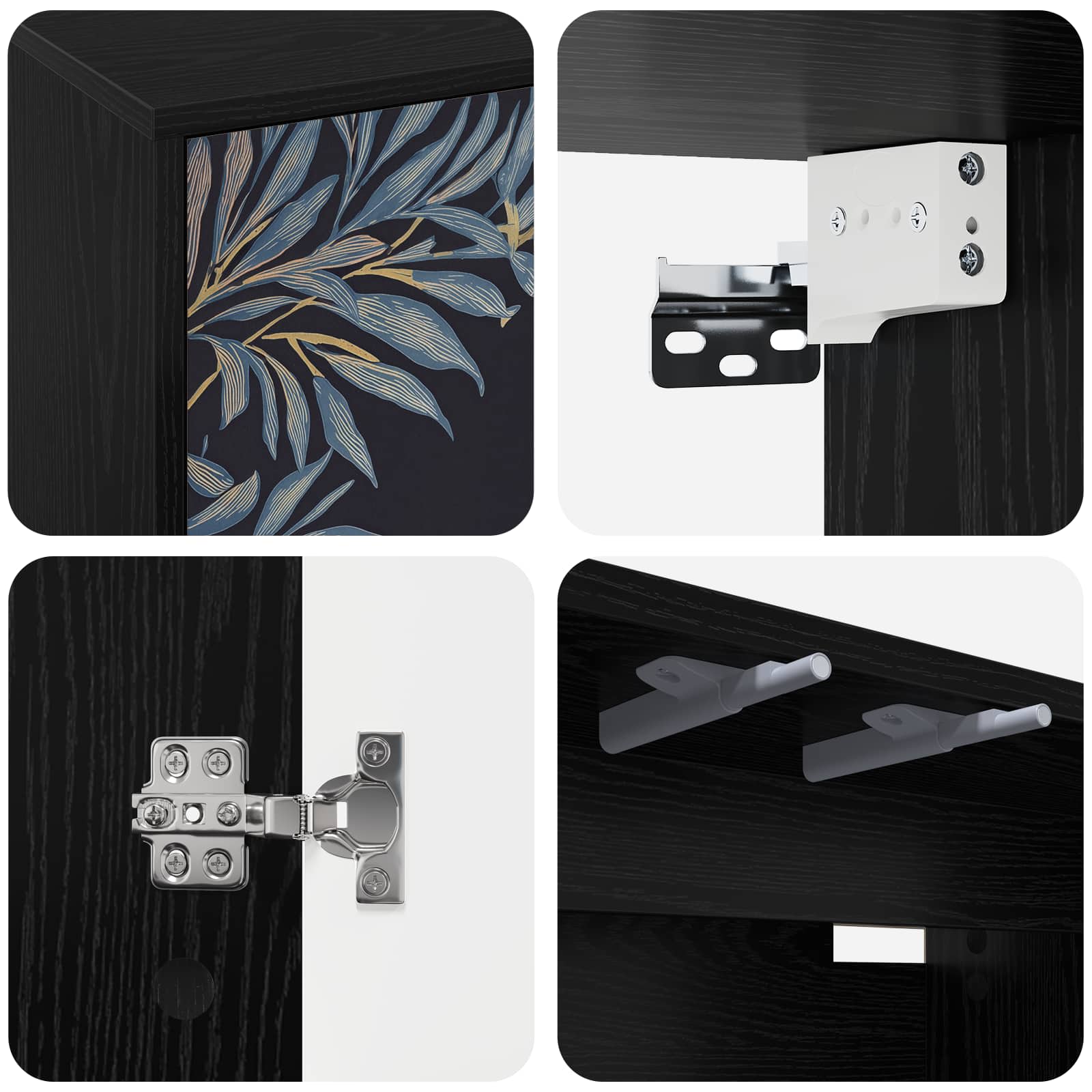 Meuble TV mural DOKKUM 102 x 33 x 40 cm Chêne noir