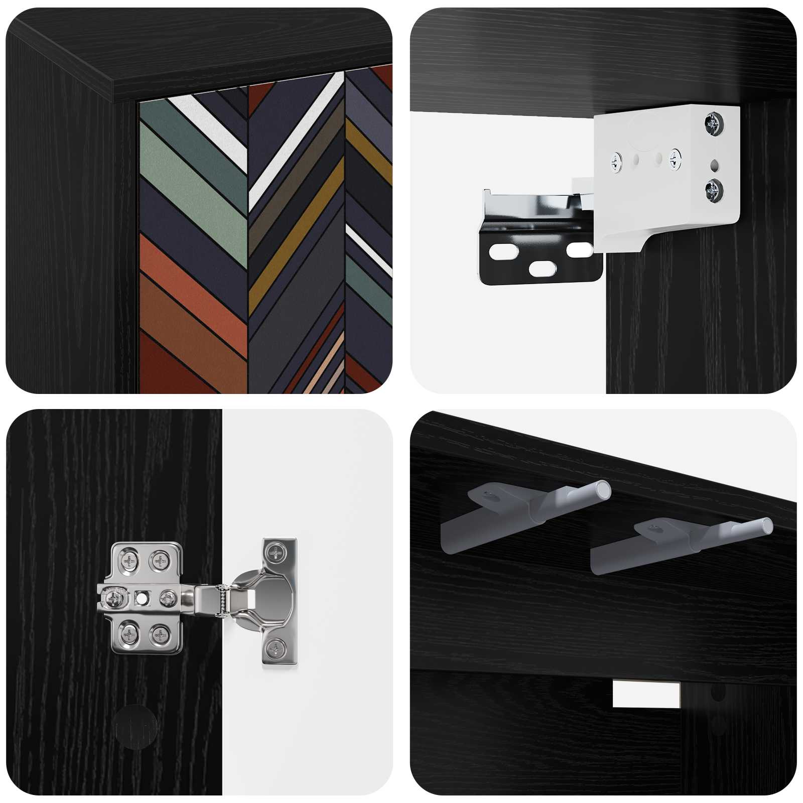 Meuble TV mural OMMEN 102 x 33 x 40 cm Chêne noir