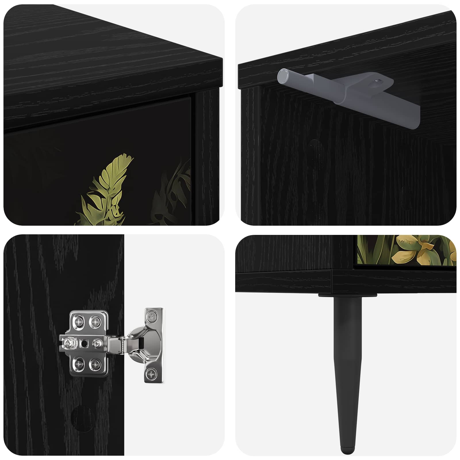 Table de chevet RHENEN 2 pc Chêne noir 36 x 33 x 51 cm