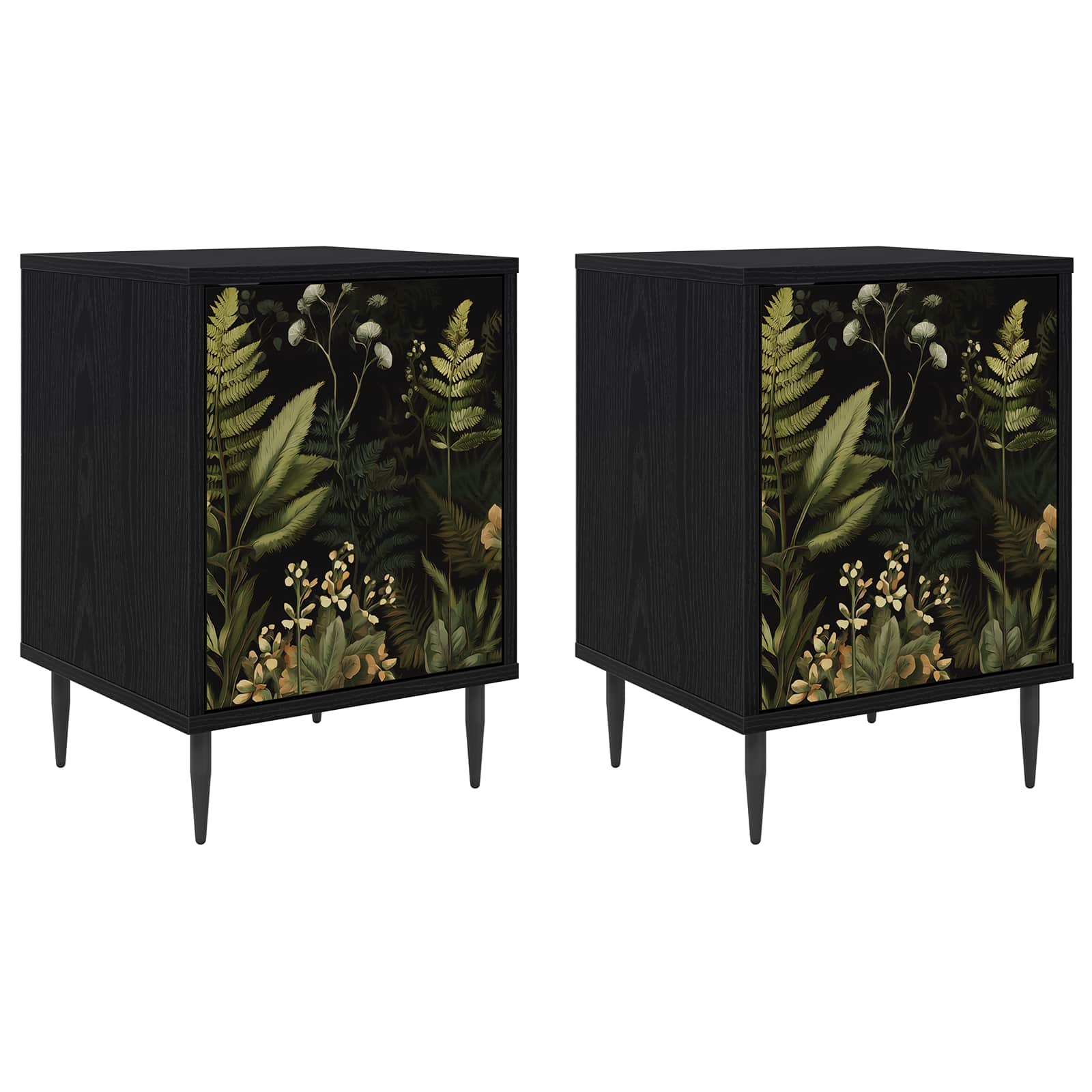 Table de chevet RHENEN 2 pc Chêne noir 36 x 33 x 51 cm