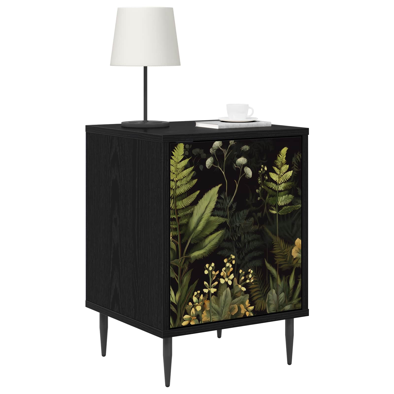 Table de chevet RHENEN 2 pc Chêne noir 36 x 33 x 51 cm