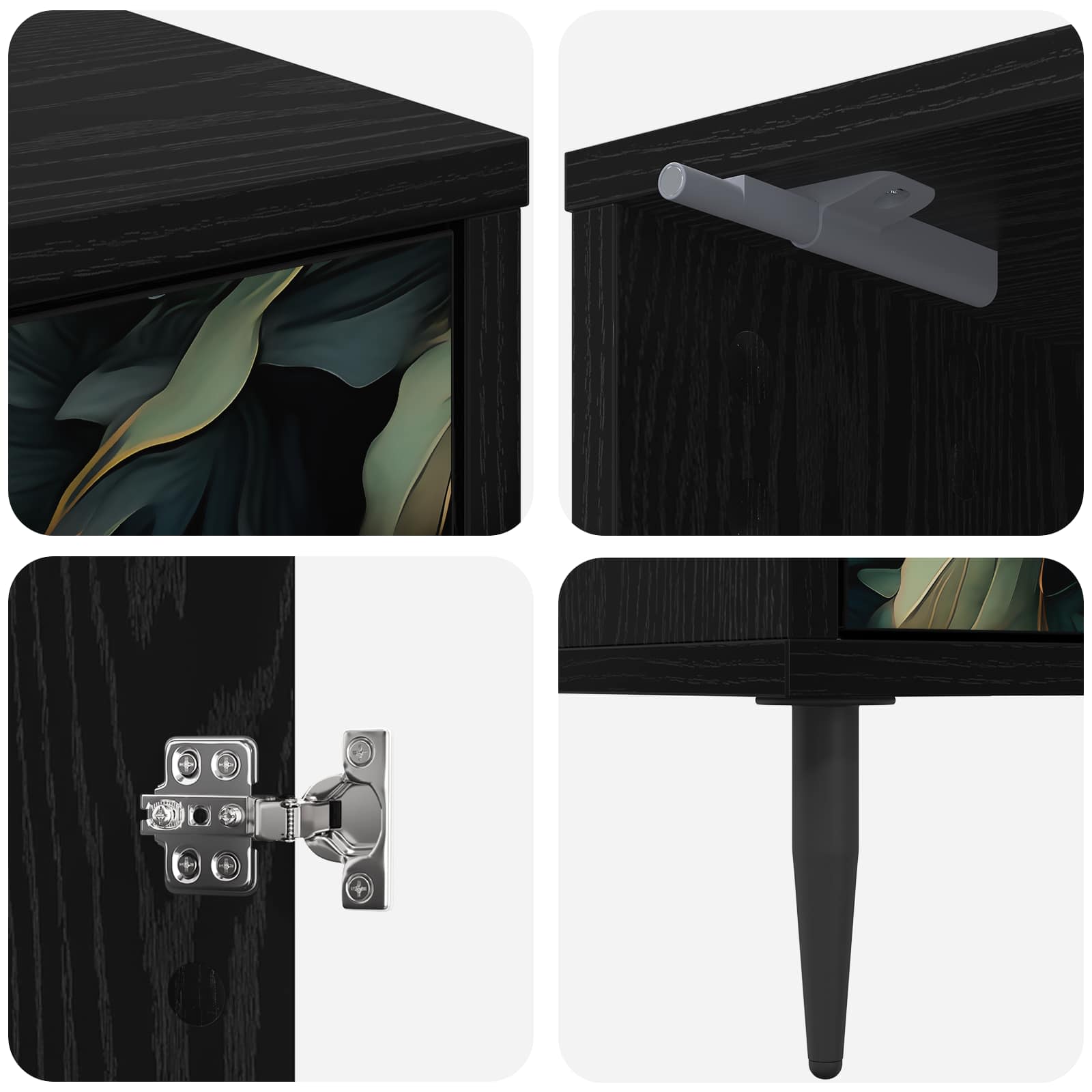 Table de chevet LOCHEM 2 pc Chêne noir 36 x 33 x 51 cm