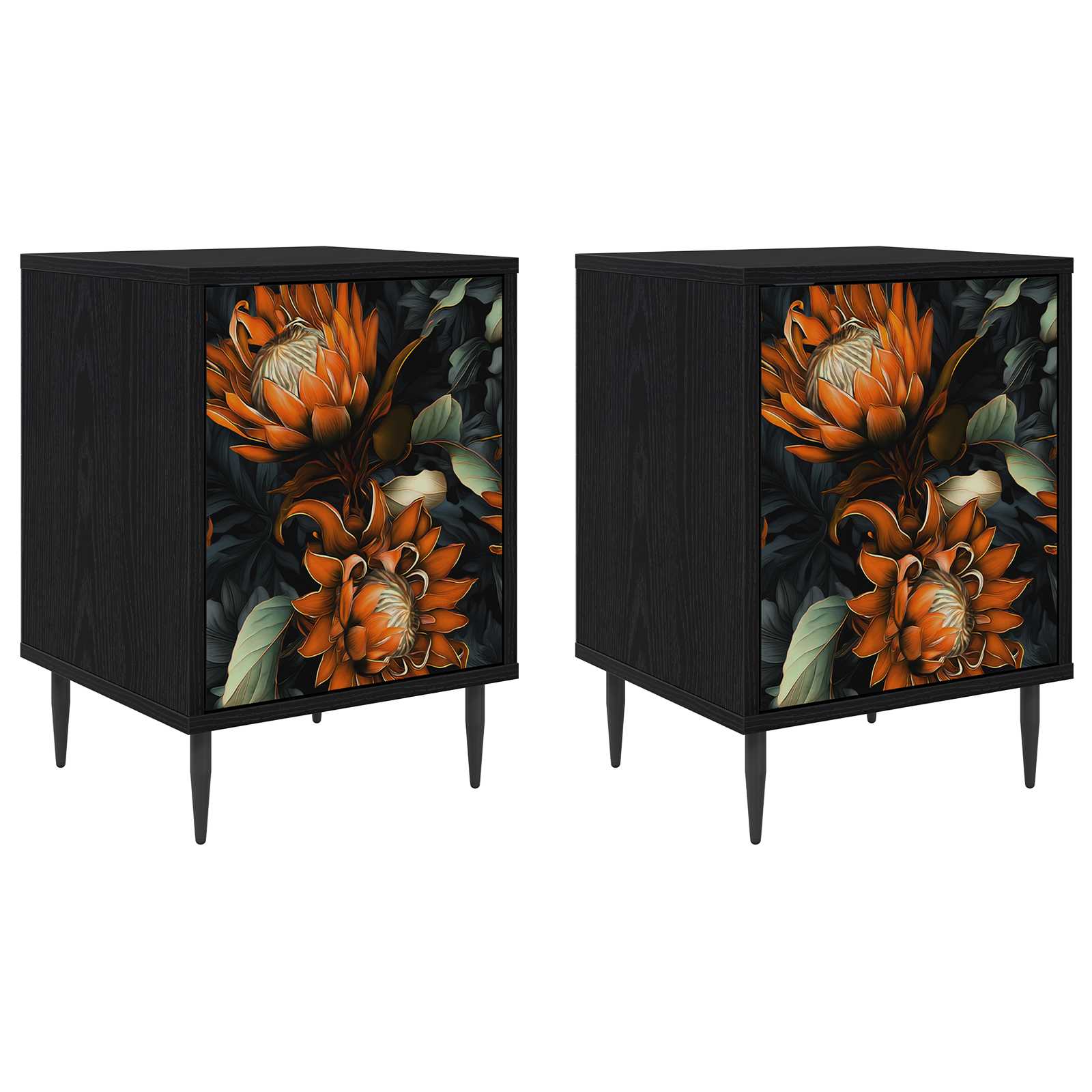 Table de chevet LOCHEM 2 pc Chêne noir 36 x 33 x 51 cm