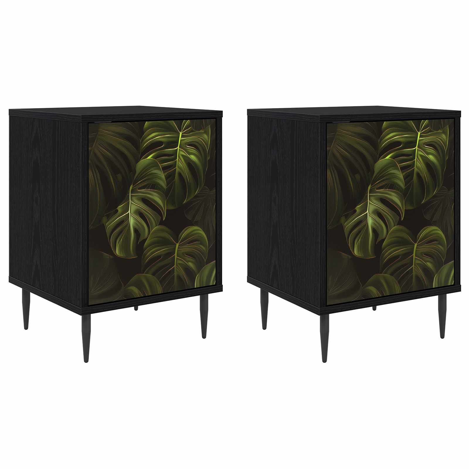 Table de chevet ELBURG 2 pc Chêne noir 36 x 33 x 51 cm