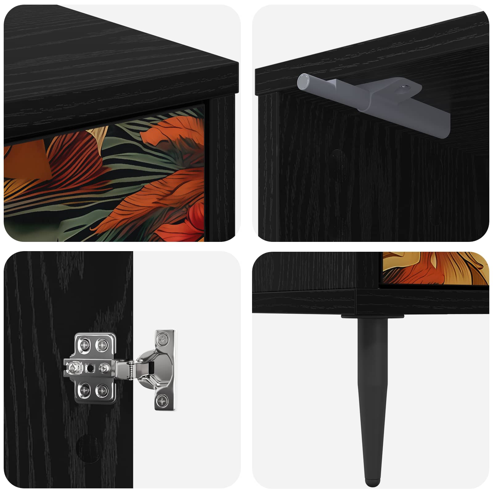 Table de chevet GENNEP 2 pc Chêne noir 36 x 33 x 51 cm