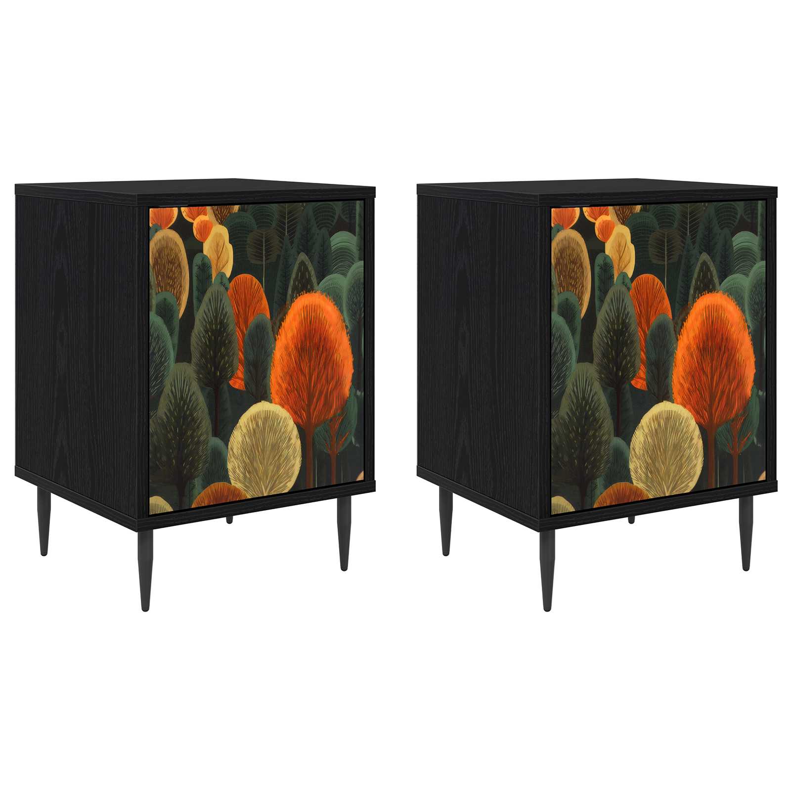 Table de chevet ZAANDAM 2 pc Chêne noir 36 x 33 x 51 cm