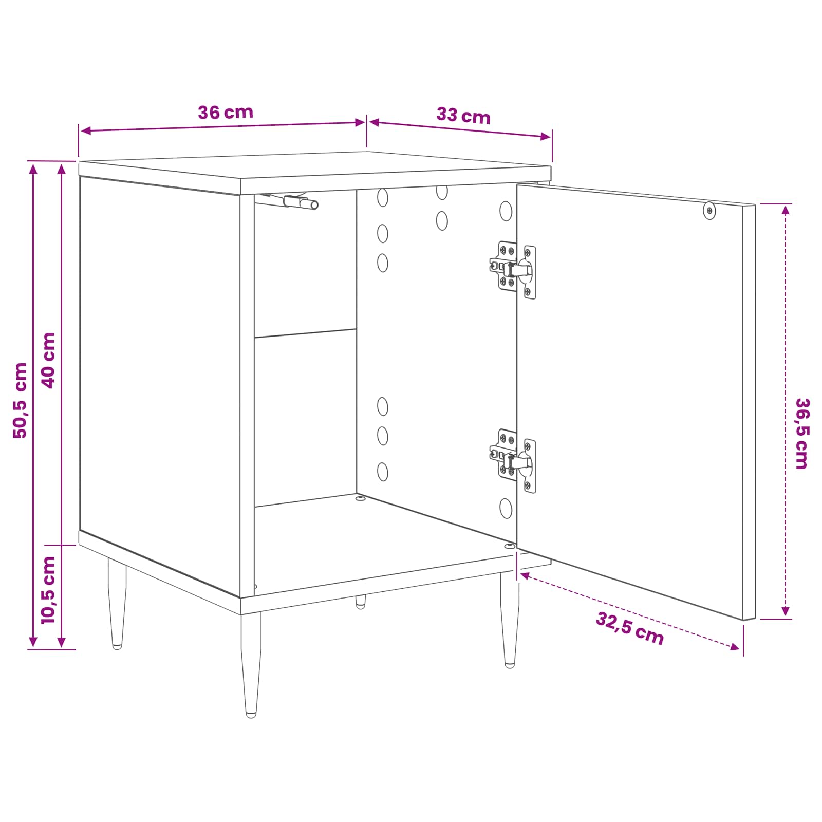 Table de chevet ZAANDAM 2 pc Chêne noir 36 x 33 x 51 cm
