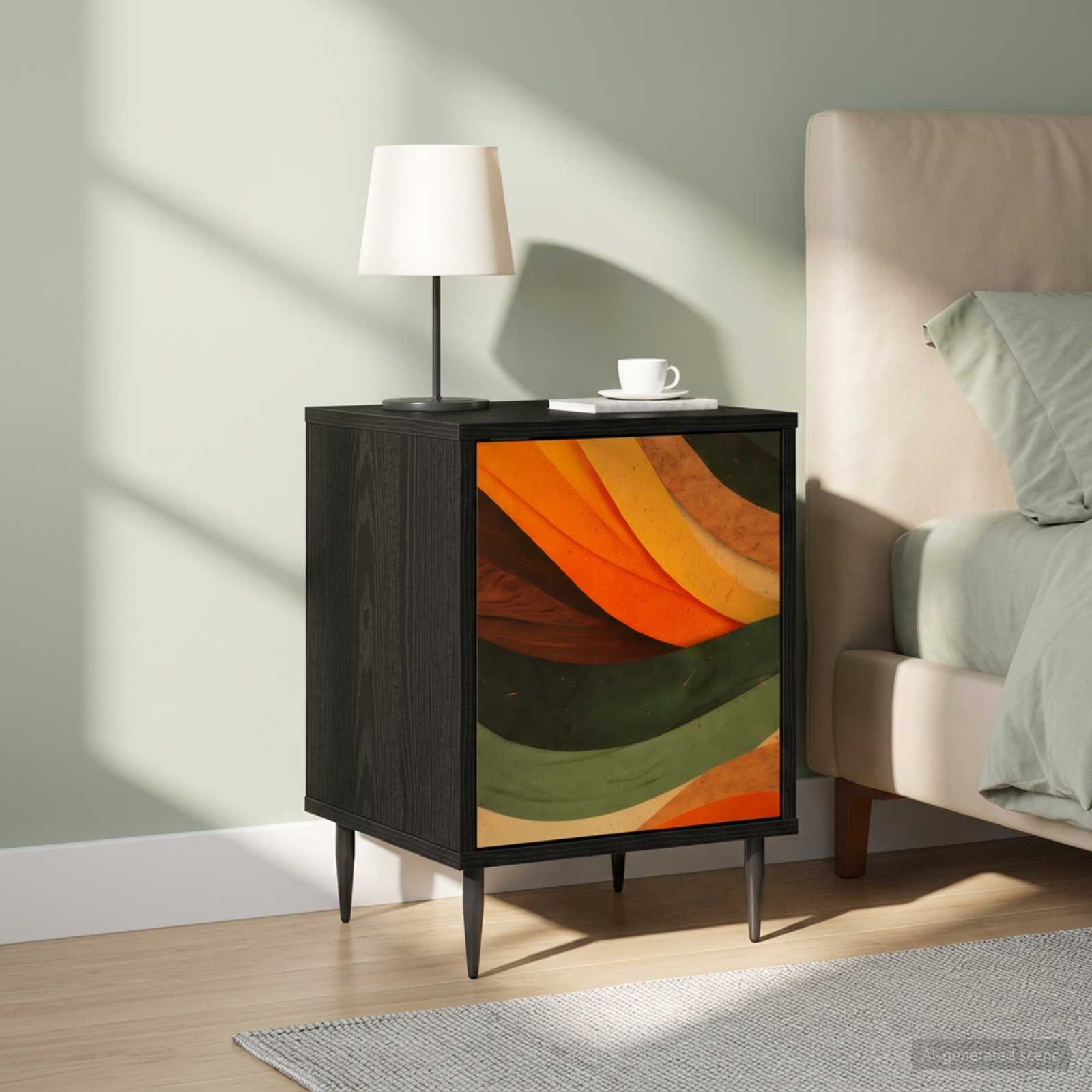 Table de chevet BONN 2 pc Chêne noir 36 x 33 x 51 cm