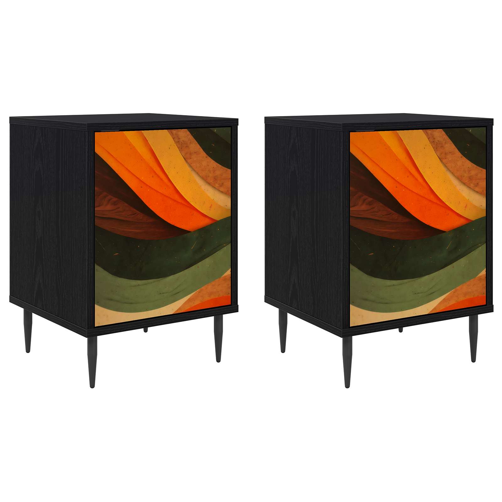 Table de chevet BONN 2 pc Chêne noir 36 x 33 x 51 cm