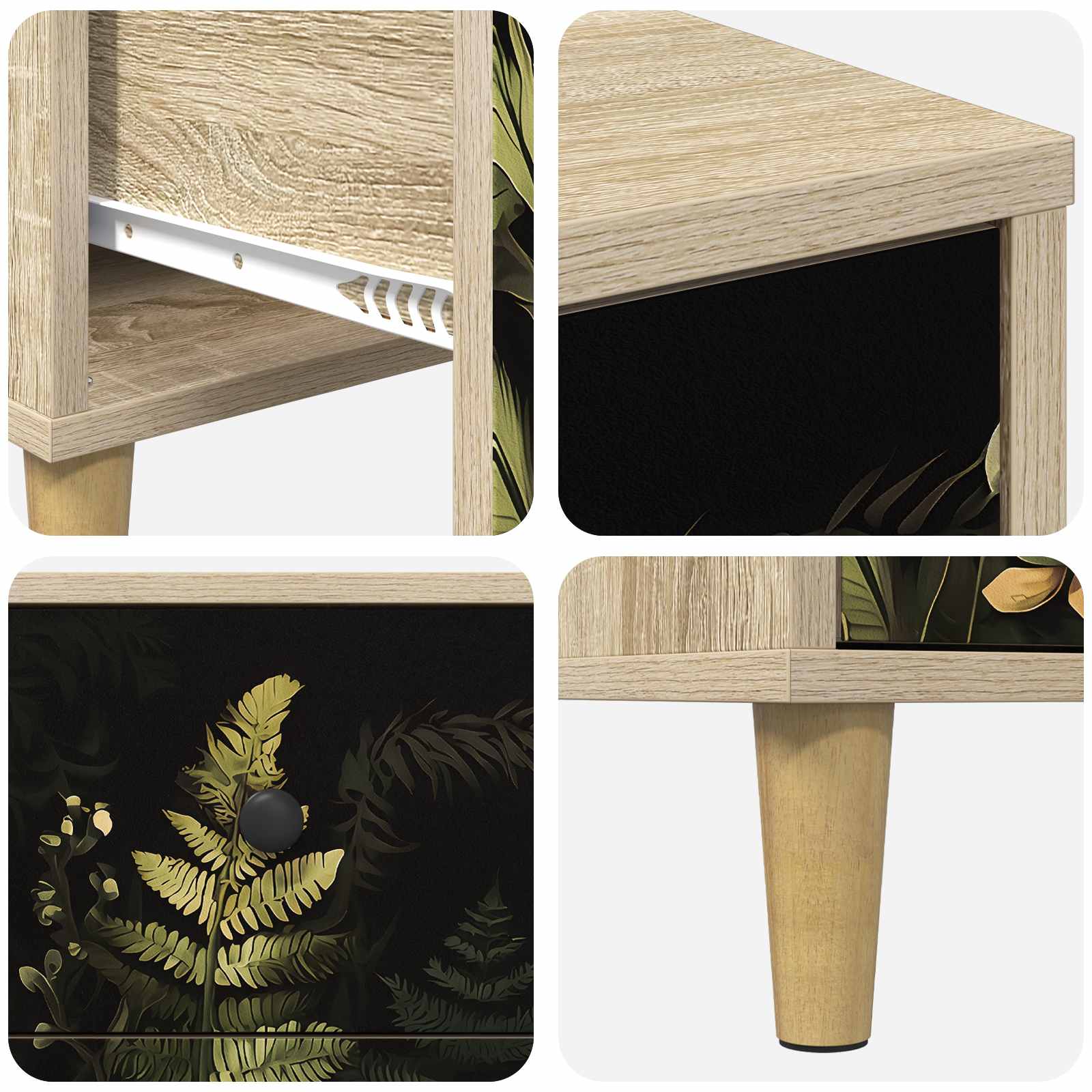 Table de chevet RHENEN 2 pc Chêne Sonoma 36 x 33 x 60 cm