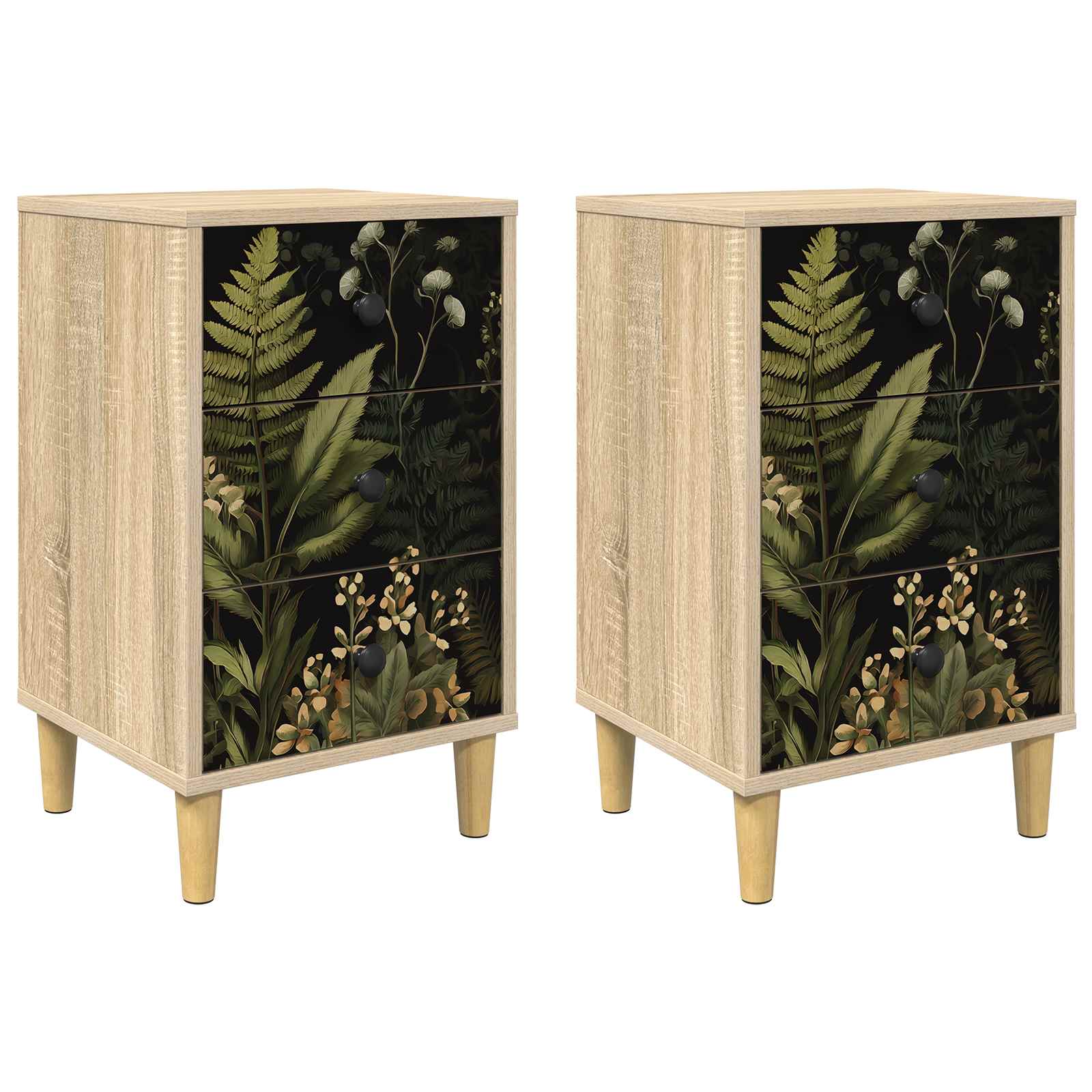 Table de chevet RHENEN 2 pc Chêne Sonoma 36 x 33 x 60 cm