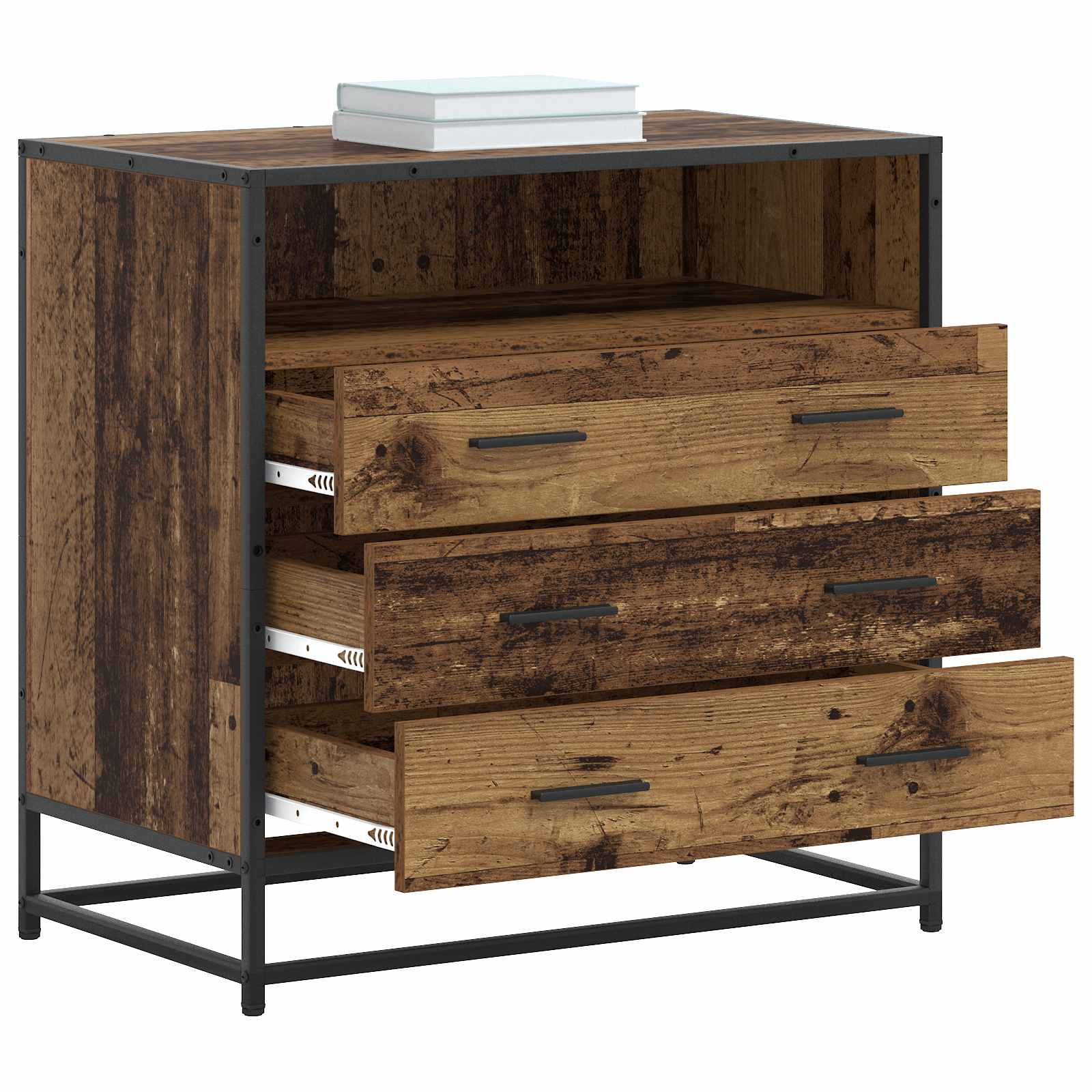 Armoire à tiroirs 3-Tiroir Bois ancien 70 x 41 x 70 cm