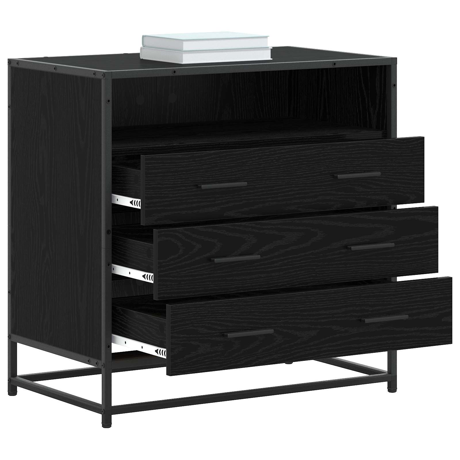 Armoire à tiroirs 3-Tiroir Chêne noir 70 x 41 x 70 cm