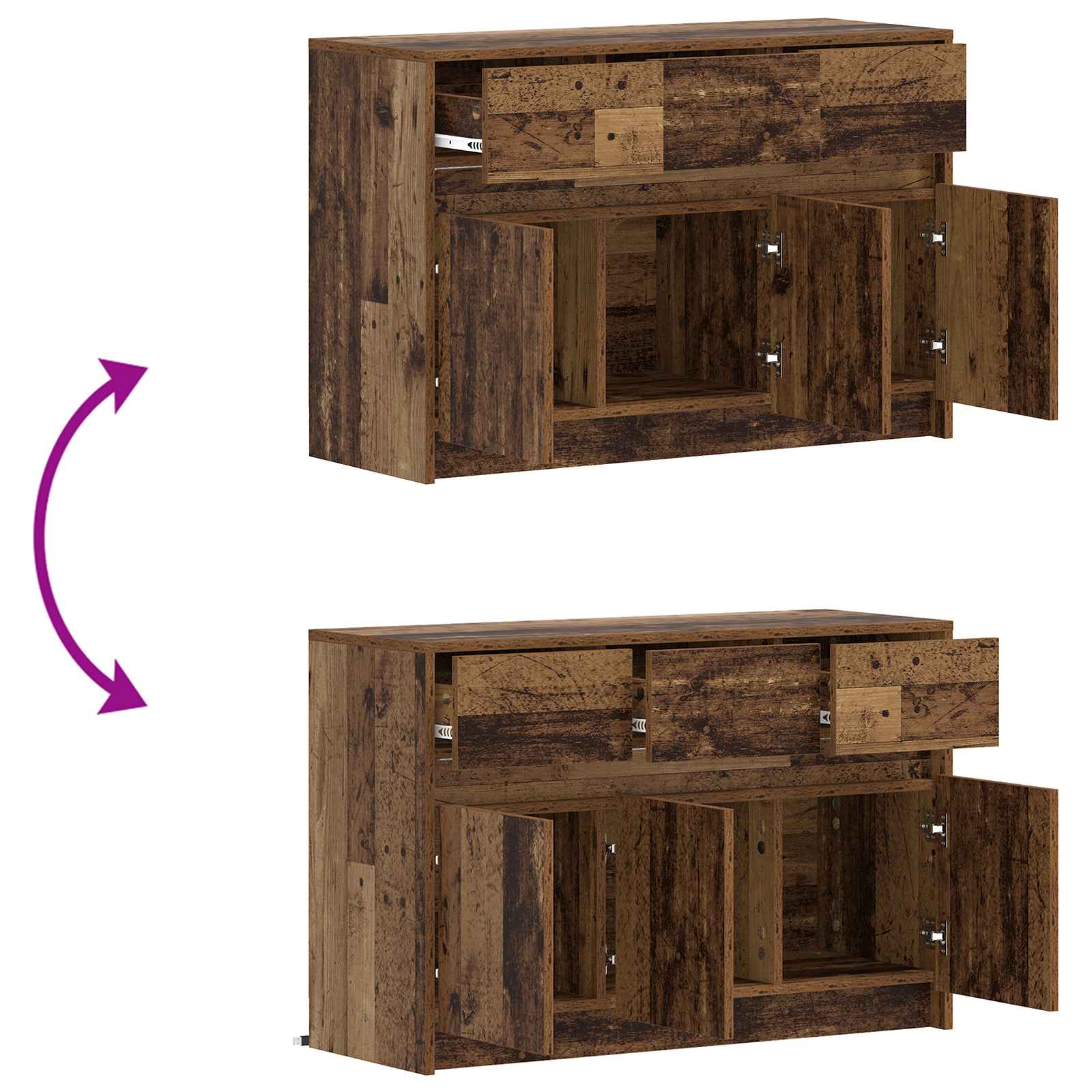 Meuble TV 91 x 34 x 61 cm Bois ancien Bois d'ingénierie