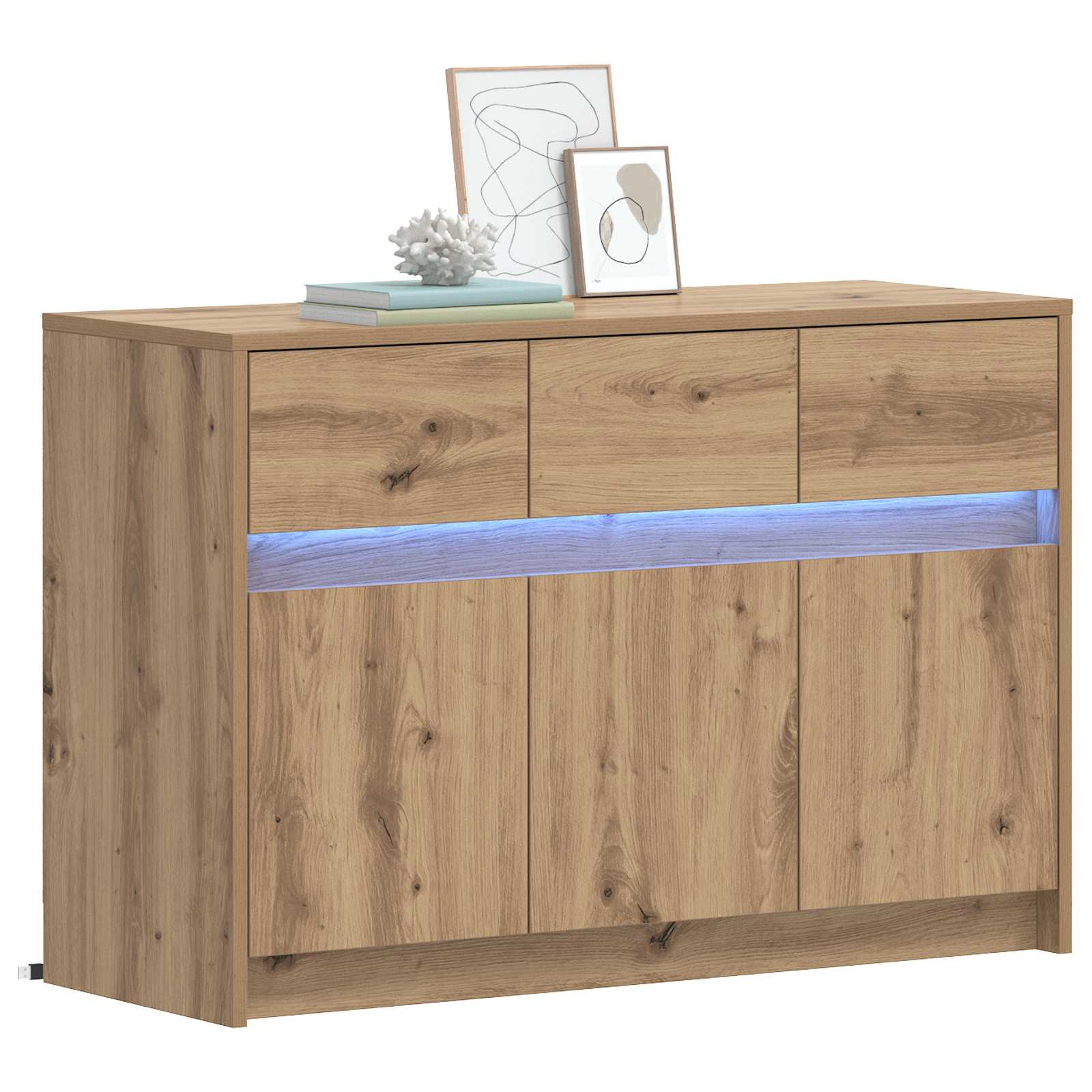 Meuble TV 91 x 34 x 61 cm Chêne artisanal Bois d'ingénierie - XIOS