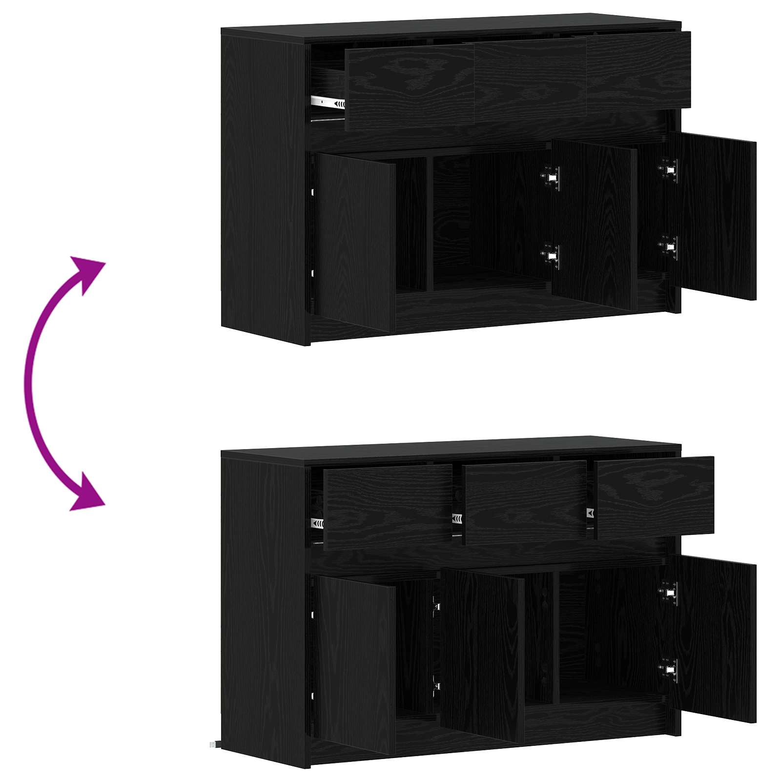 Meuble TV 91 x 34 x 61 cm Chêne noir Bois d'ingénierie