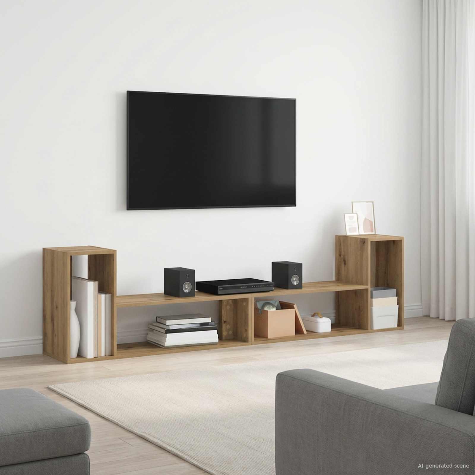 Meuble TV 100 x 30 x 50 cm Chêne artisanal Bois d'ingénierie - XIOS