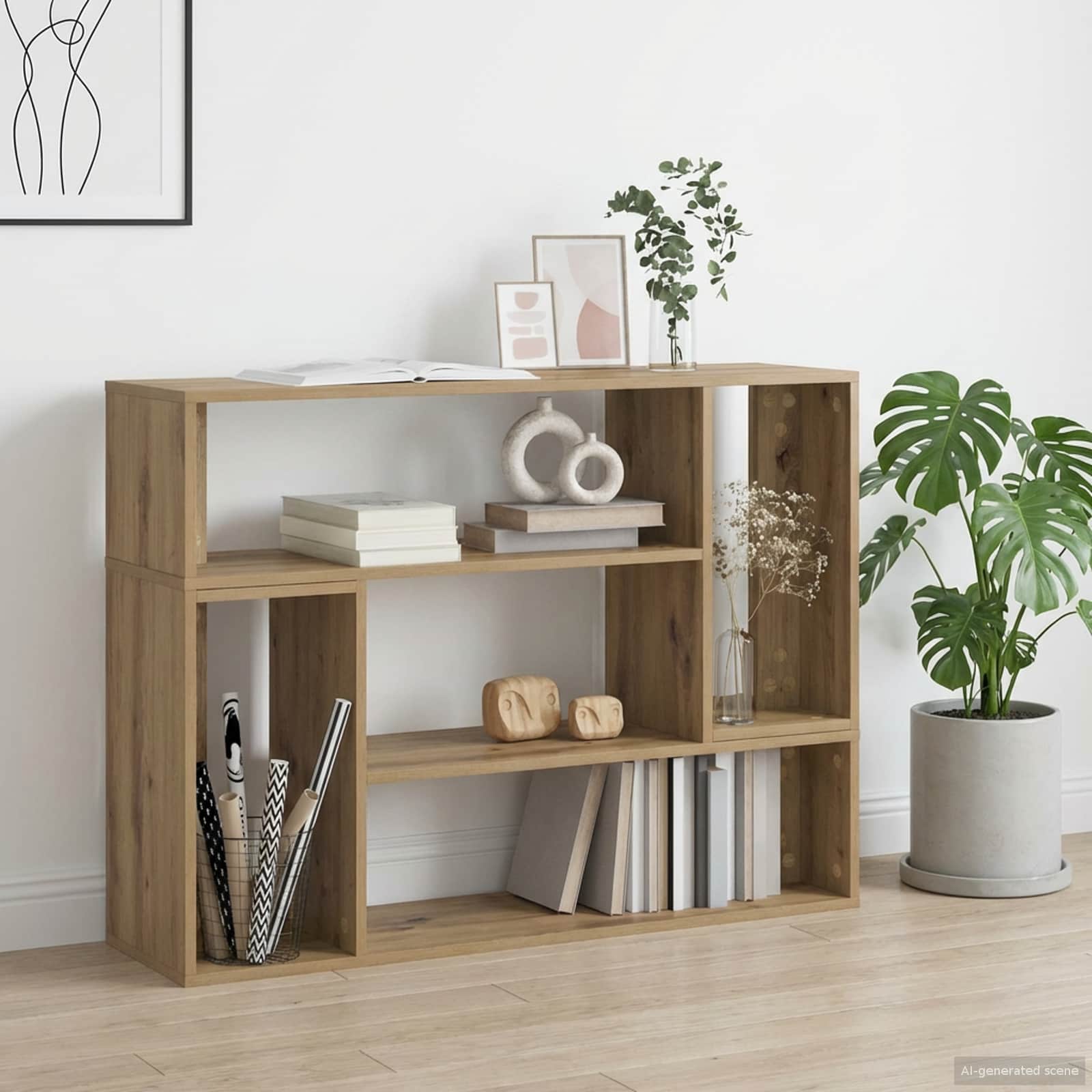 Meuble TV 100 x 30 x 50 cm Chêne artisanal Bois d'ingénierie - XIOS